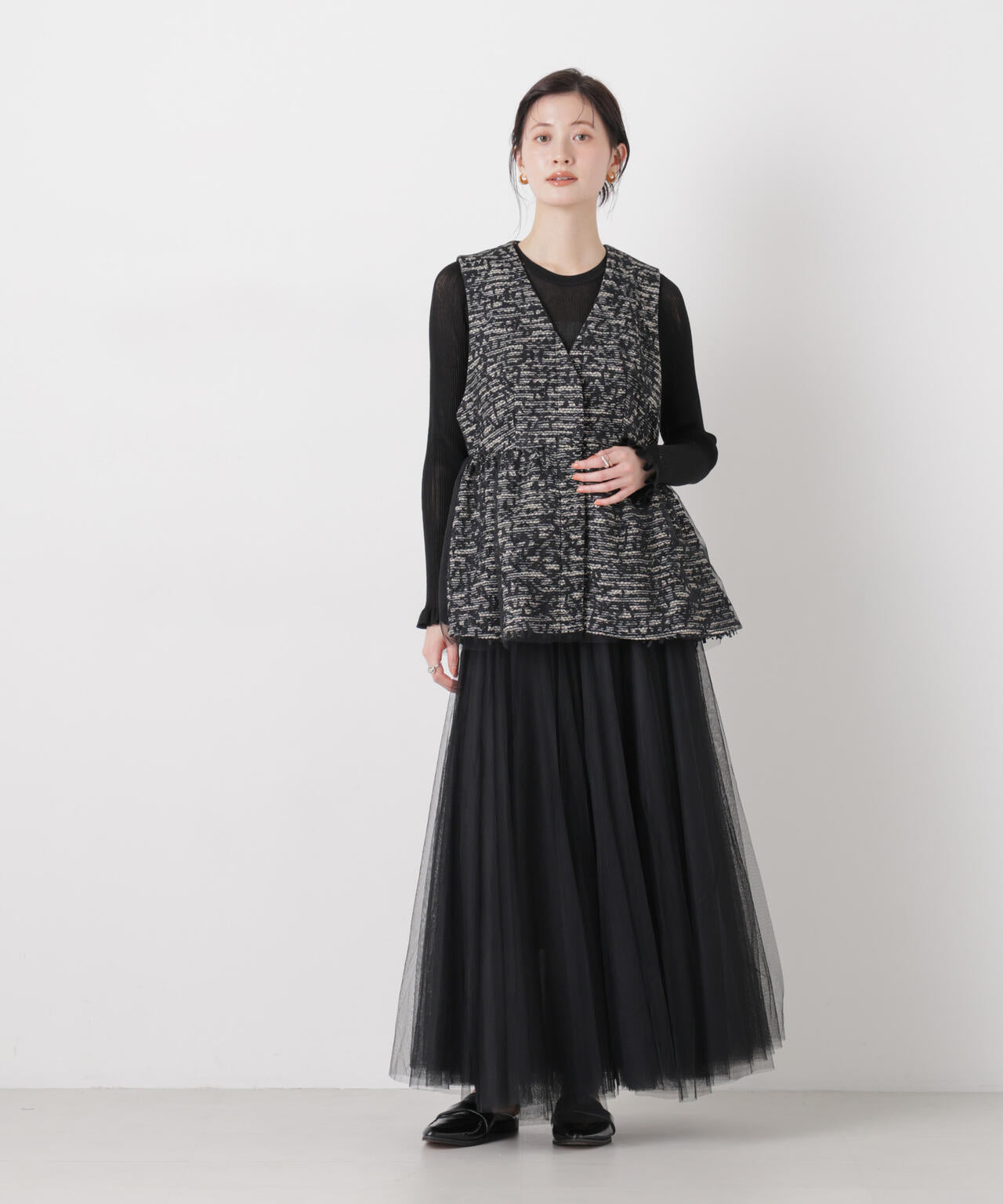 troisieme chaco/TWEED×TULLE ジレ 6716116004