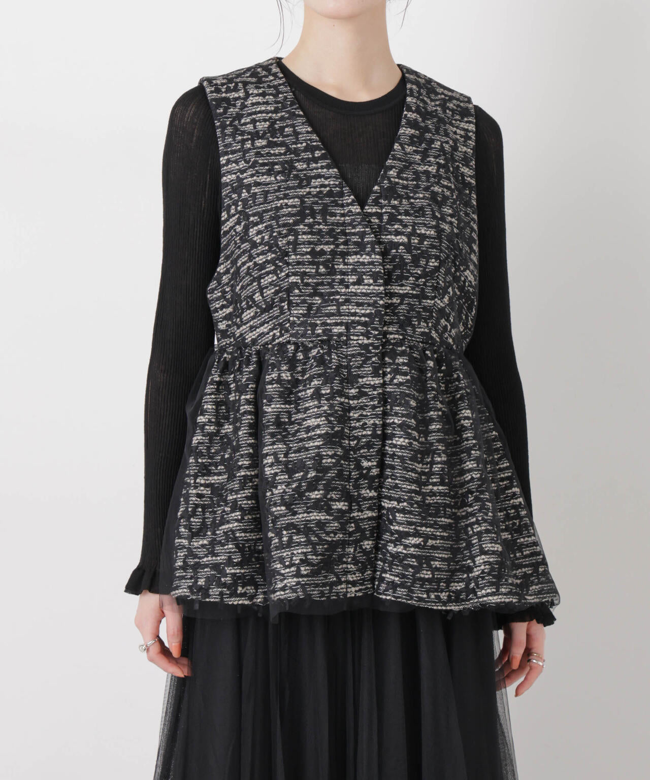 troisieme chaco/TWEED×TULLE ジレ 6716116004