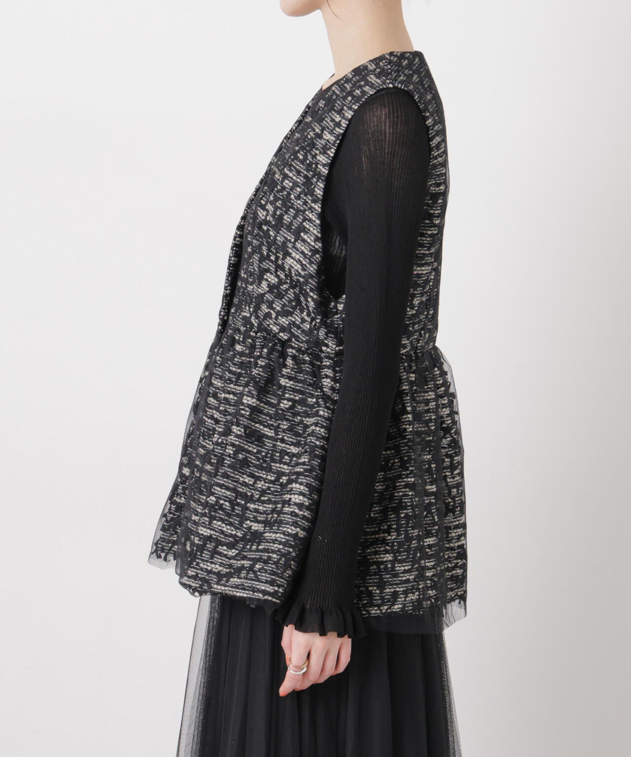 troisieme chaco/TWEED×TULLE ジレ 6716116004