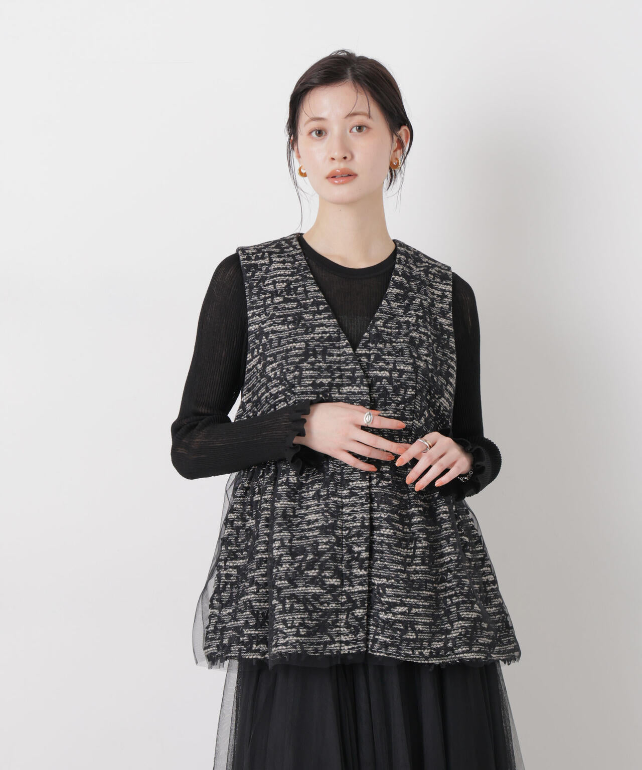 troisieme chaco/TWEED×TULLE ジレ 6716116004
