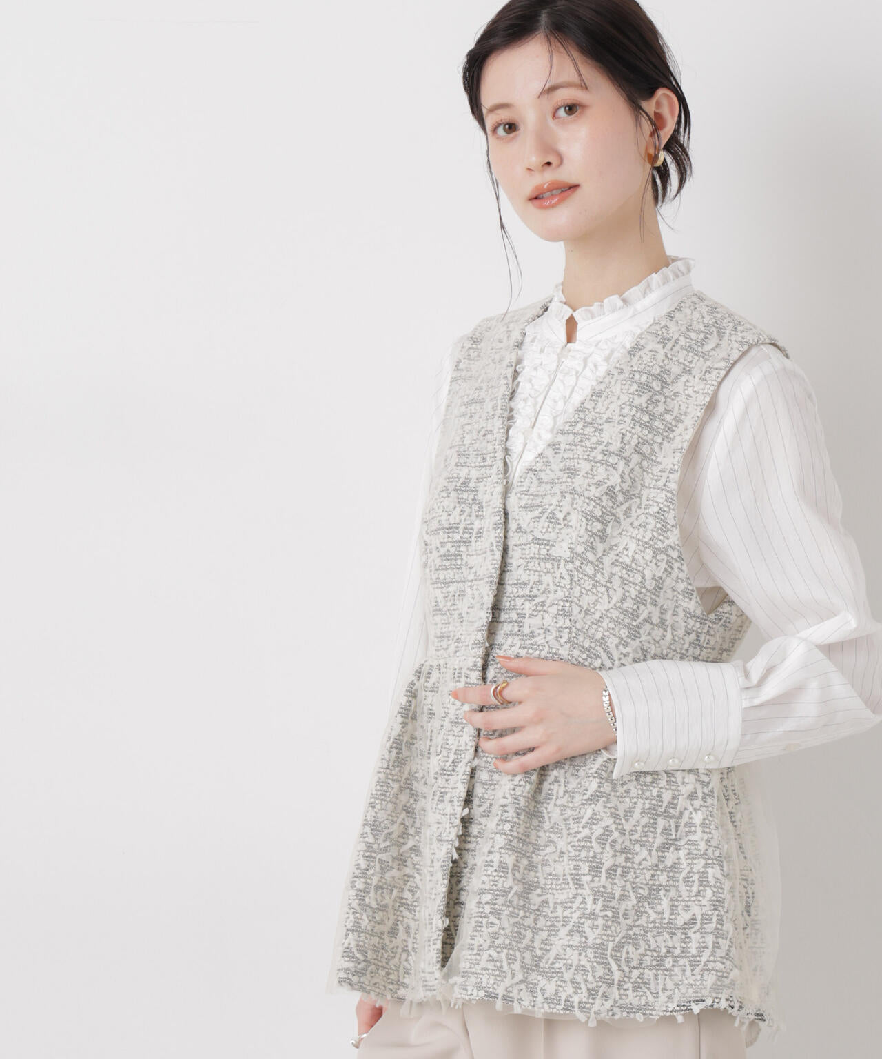 troisieme chaco/TWEED×TULLE ジレ 6716116004