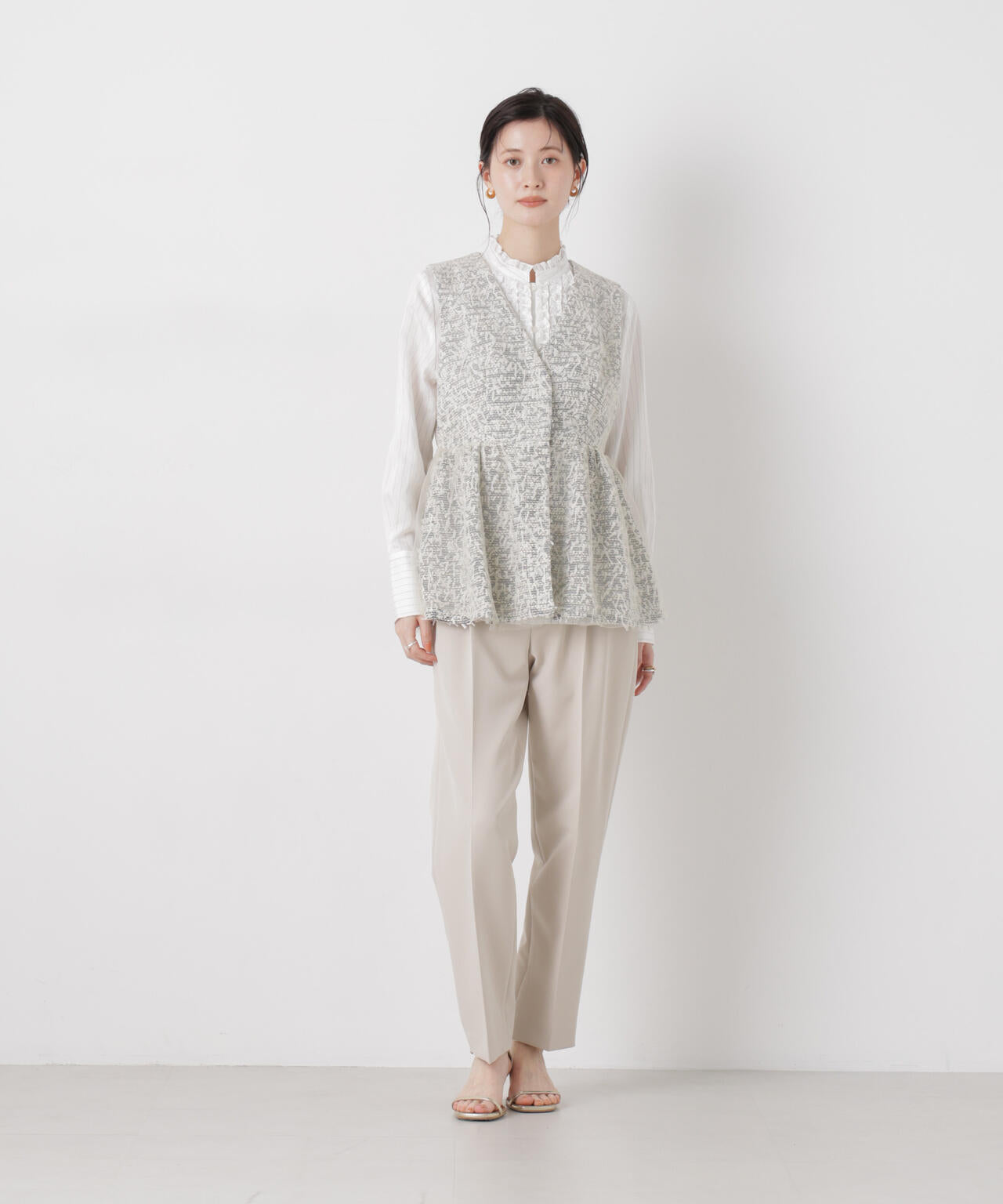 troisieme chaco/TWEED×TULLE ジレ 6716116004