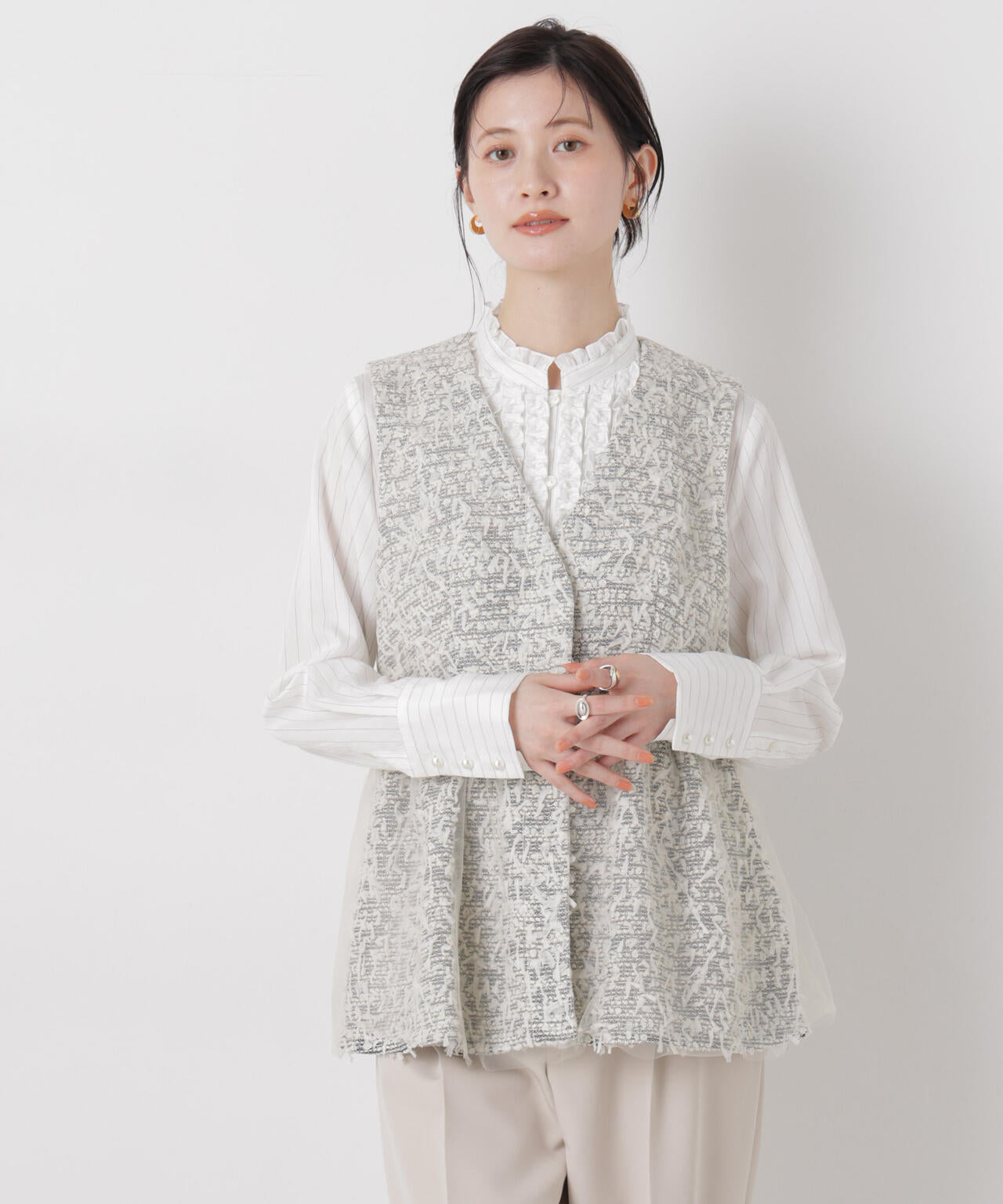 troisieme chaco/TWEED×TULLE ジレ 6716116004