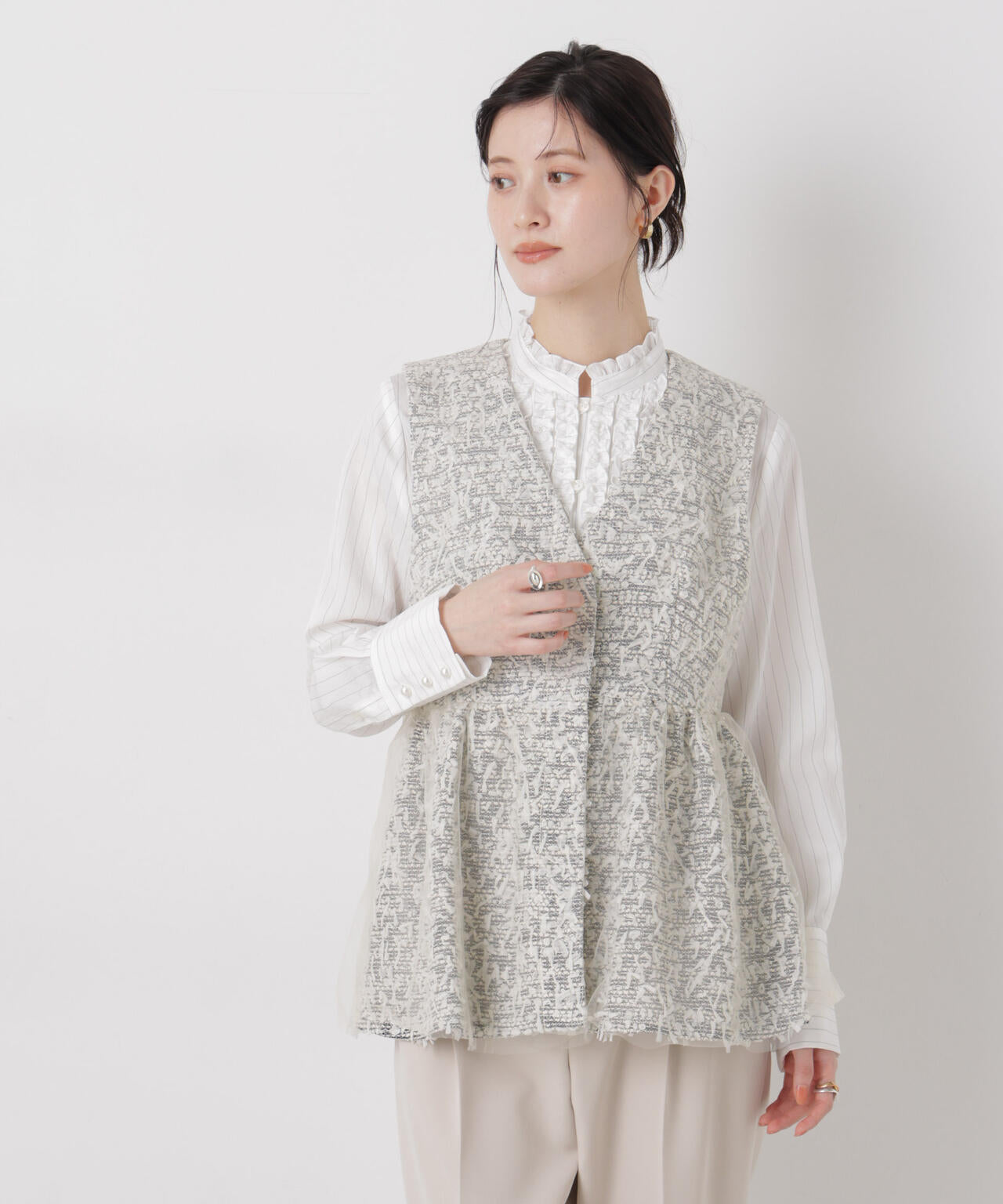 troisieme chaco/TWEED×TULLE ジレ 6716116004