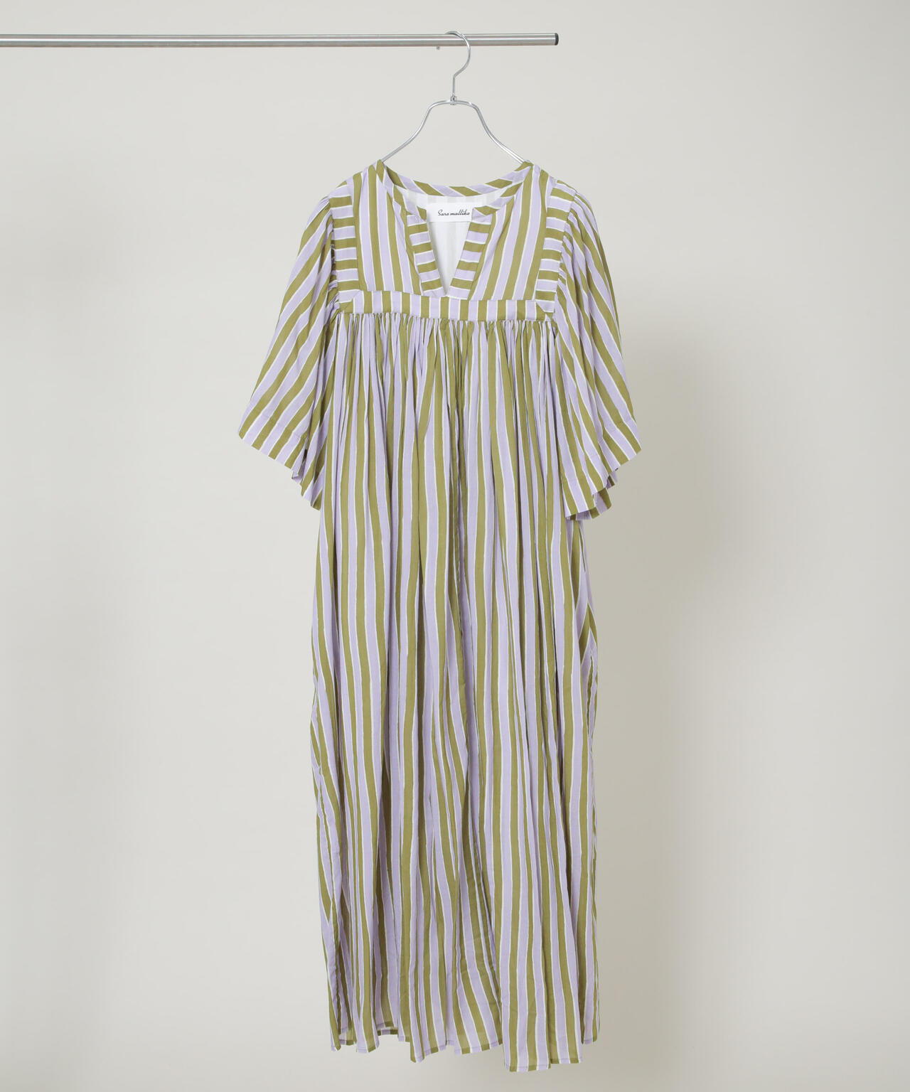 Sara mallika / Stripe Print Gather Dress ( セットアップ 可)
