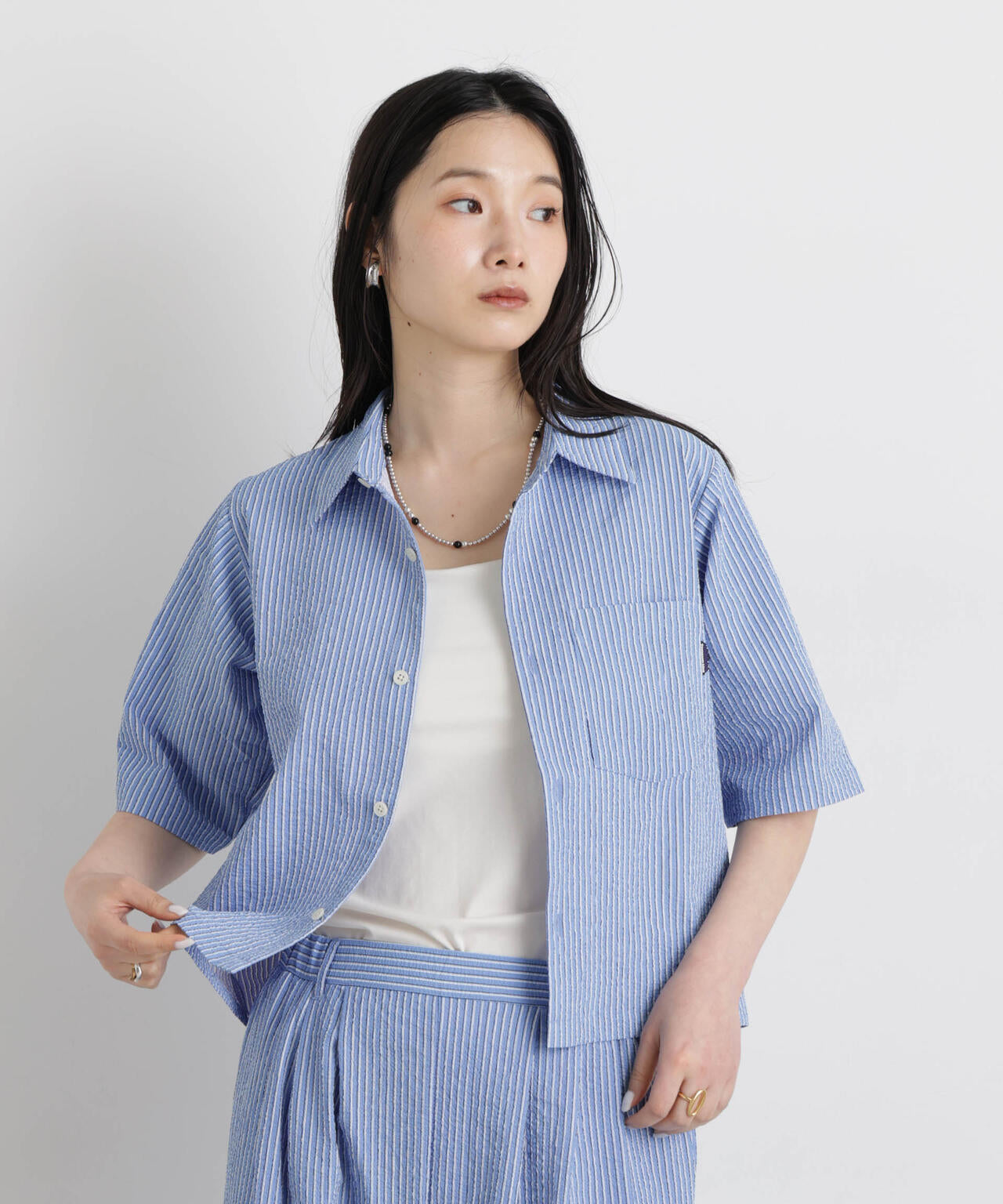 THOUSAND MILE/SEERSUCKER STRIPE SHIRT(セットアップ可) 6716121009