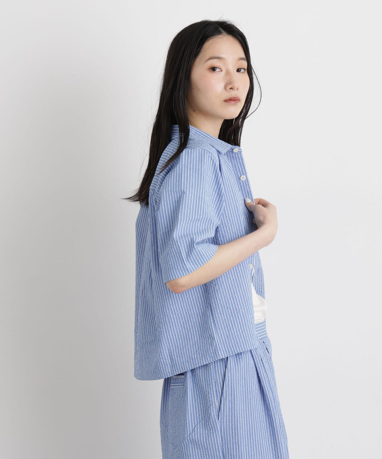 THOUSAND MILE/SEERSUCKER STRIPE SHIRT(セットアップ可) 6716121009