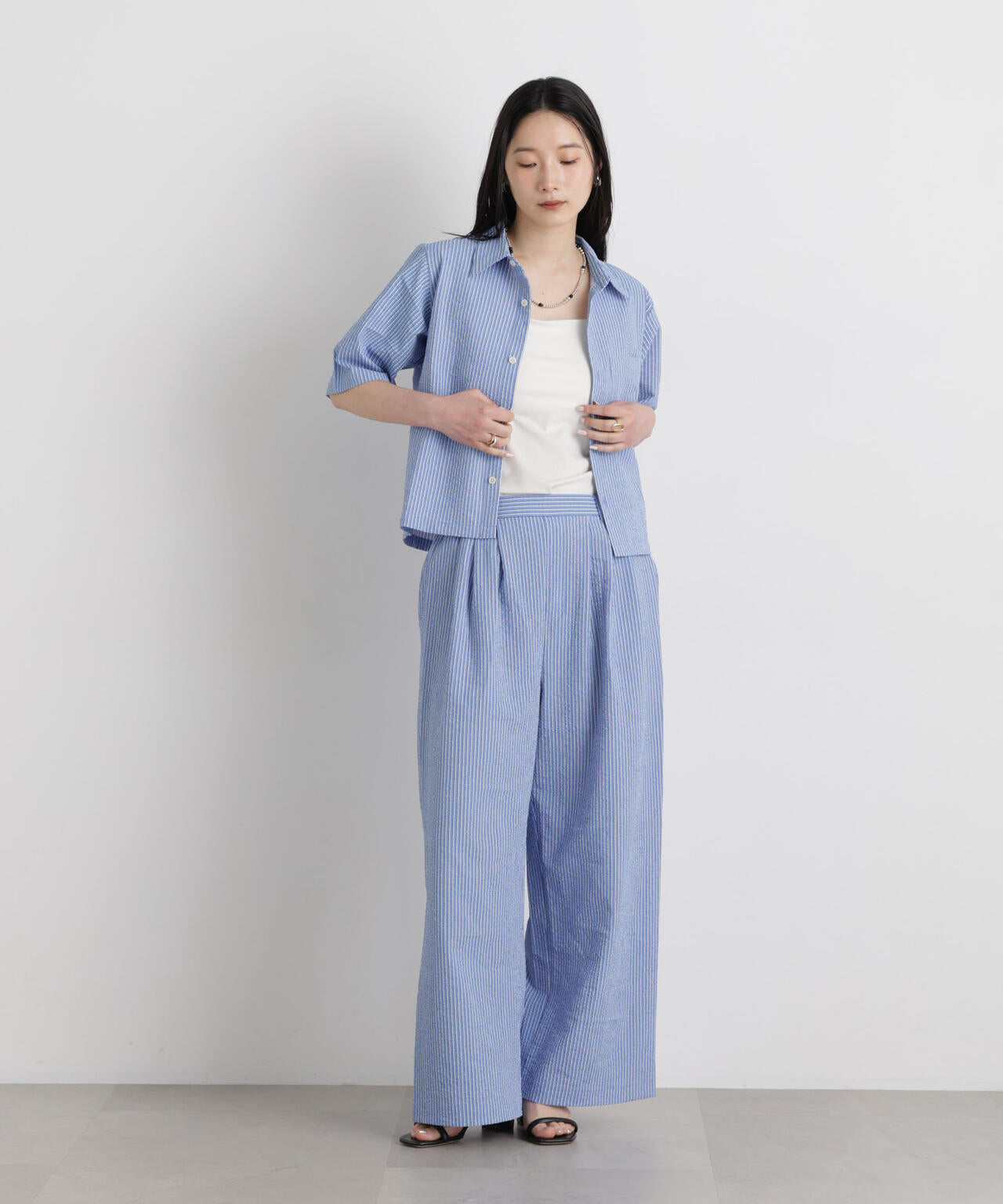 THOUSAND MILE/SEERSUCKER STRIPE SHIRT(セットアップ可) 6716121009