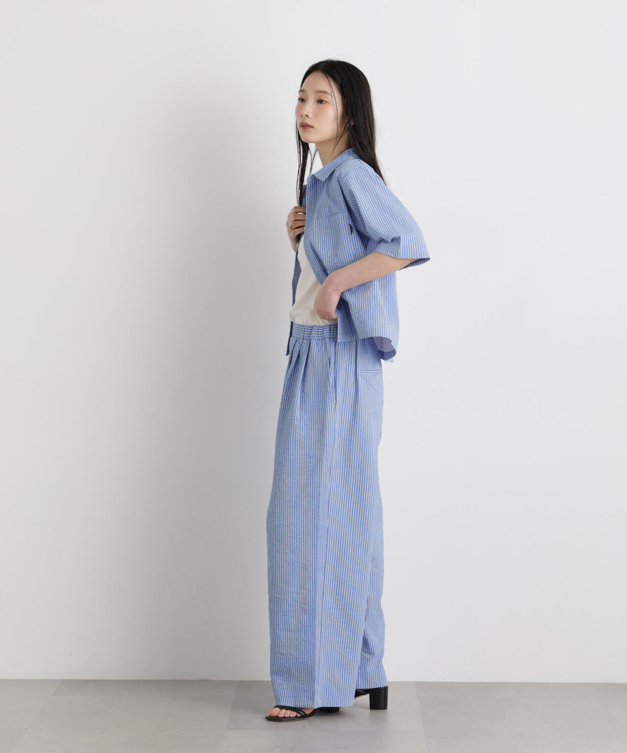 THOUSAND MILE/SEERSUCKER STRIPE SHIRT(セットアップ可) 6716121009