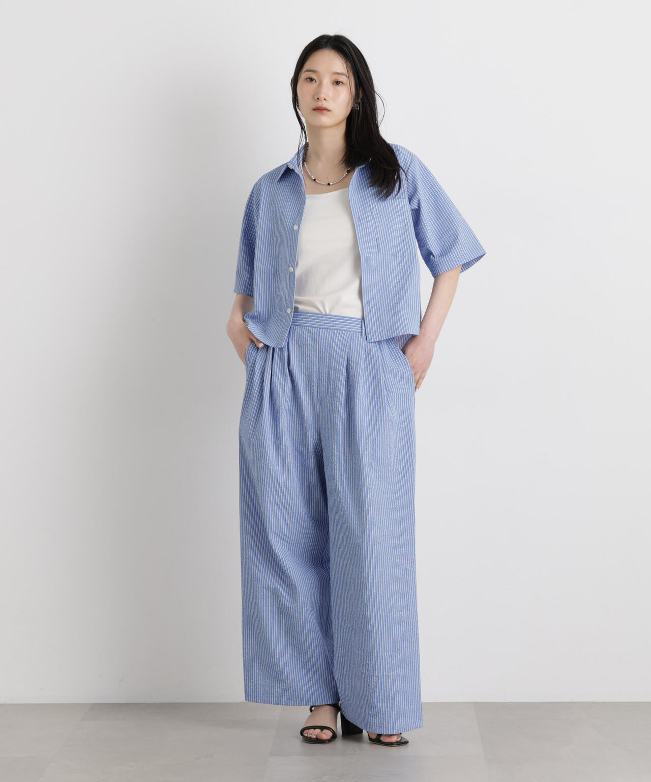 THOUSAND MILE/SEERSUCKER STRIPE SHIRT(セットアップ可) 6716121009