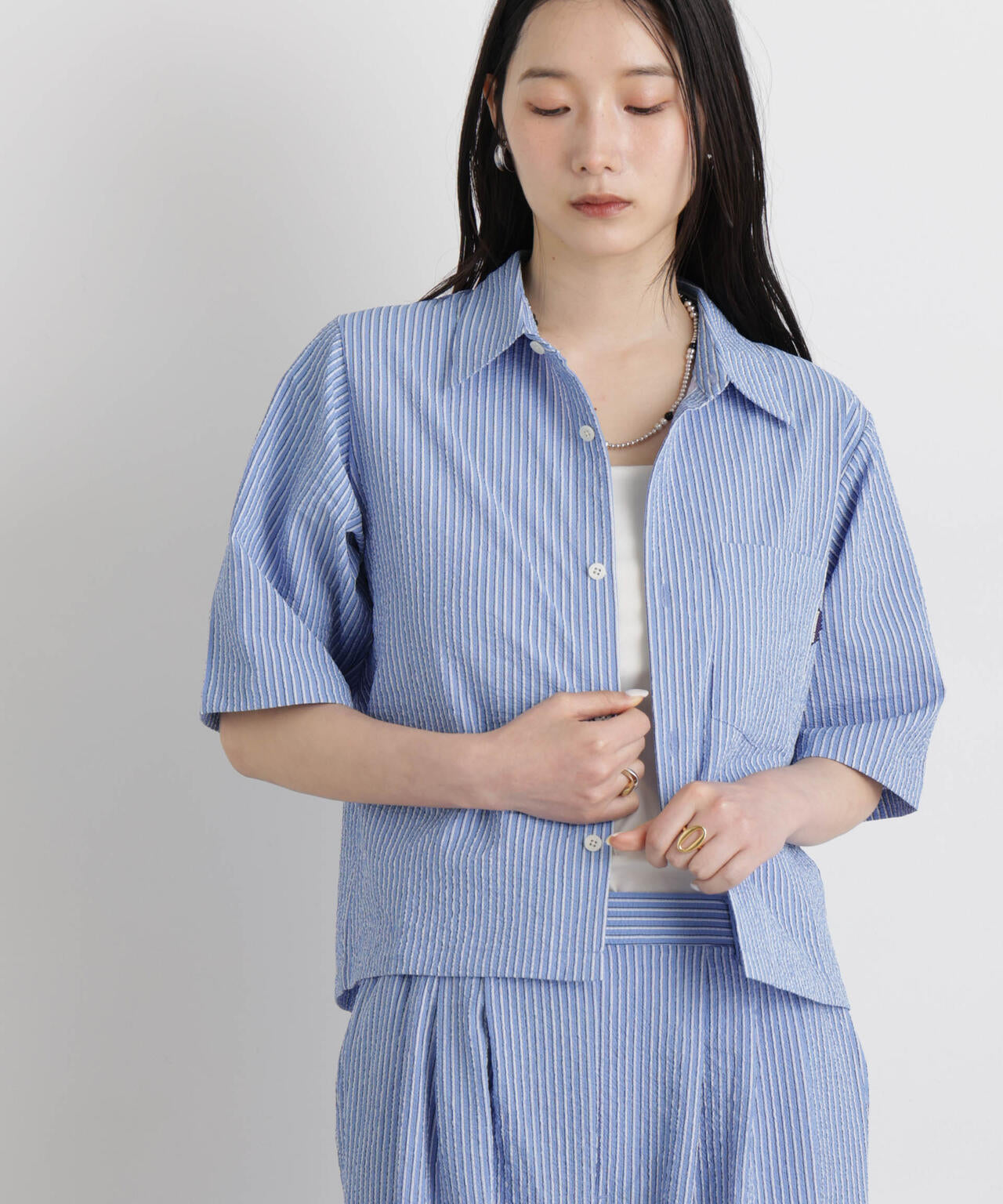 THOUSAND MILE/SEERSUCKER STRIPE SHIRT(セットアップ可) 6716121009