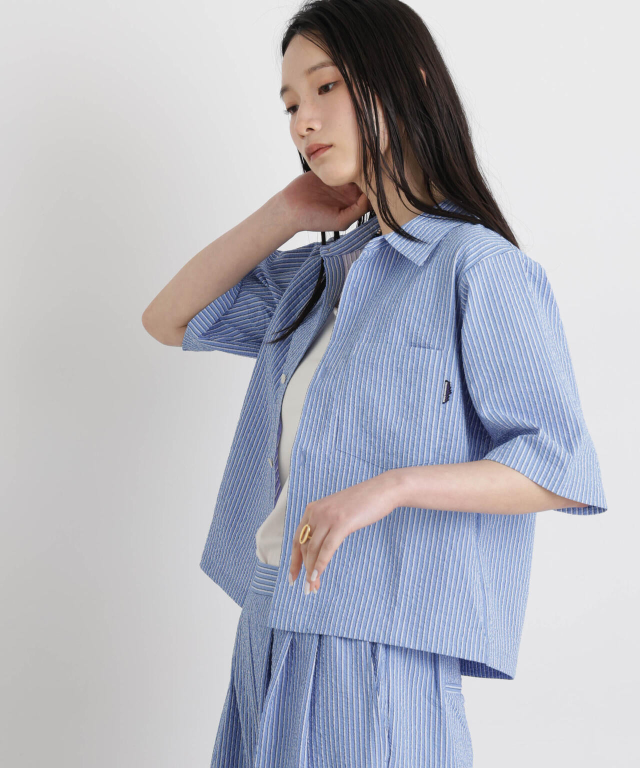 THOUSAND MILE/SEERSUCKER STRIPE SHIRT(セットアップ可) 6716121009
