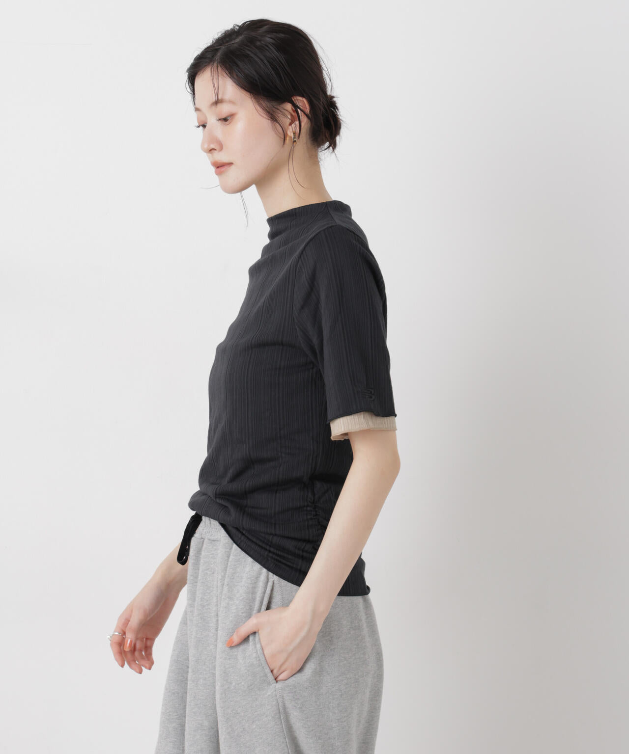 new balance/NB Greyカラーブロック半袖トップ 6716124015