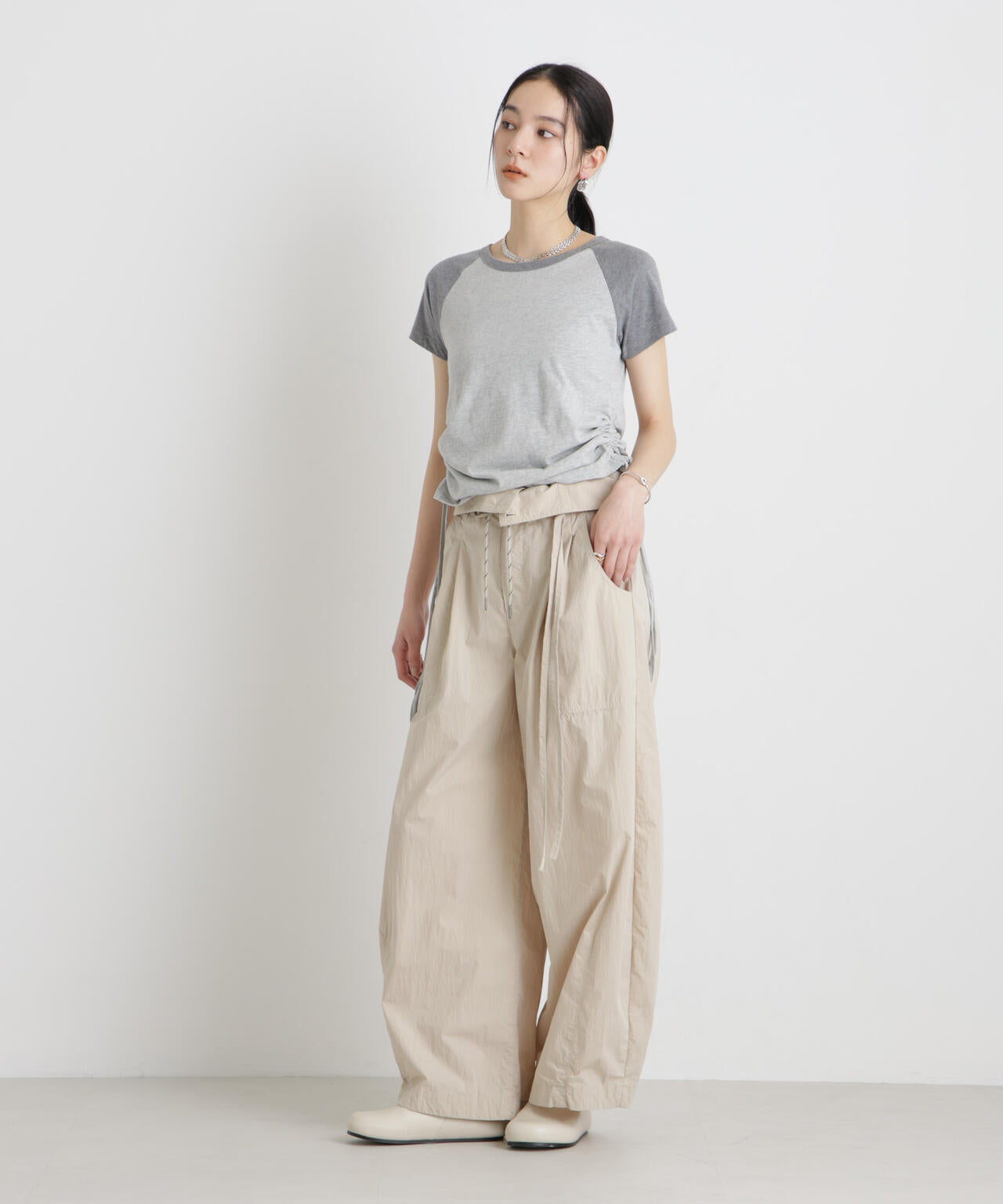 BOOKCLUB/別注 Raglan shirring shirts 6716124029