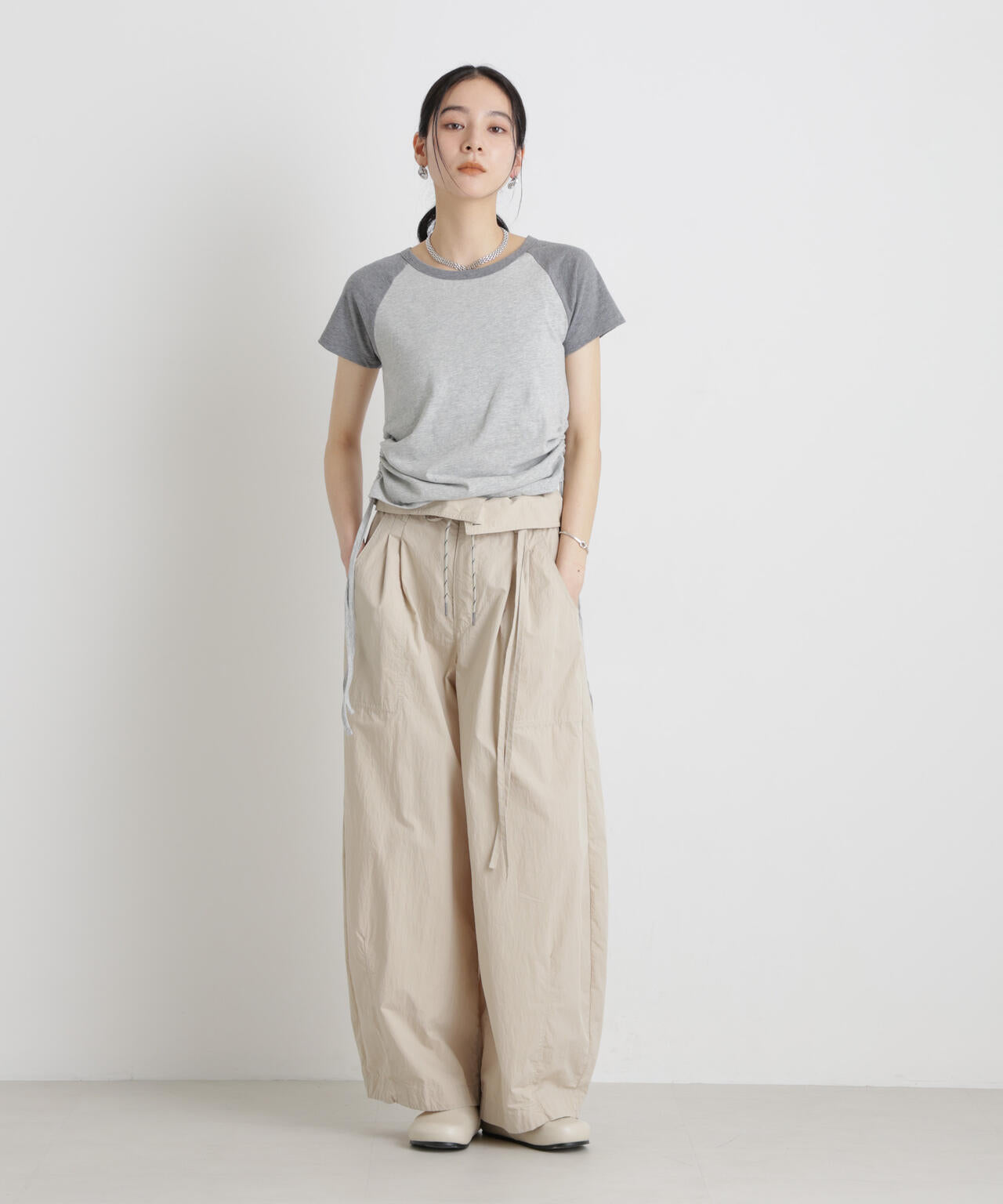BOOKCLUB/別注 Raglan shirring shirts 6716124029