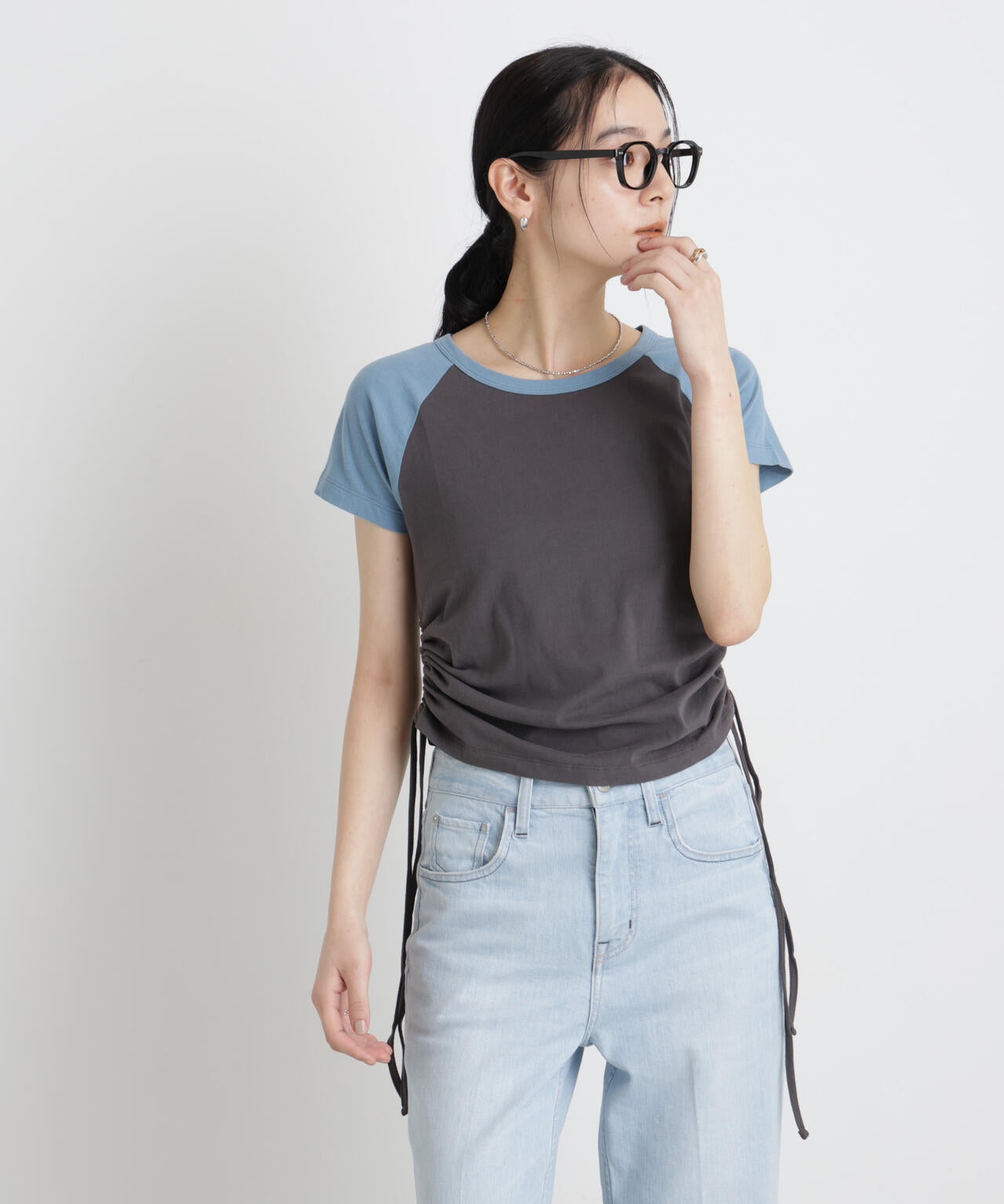 BOOKCLUB/別注 Raglan shirring shirts 6716124029