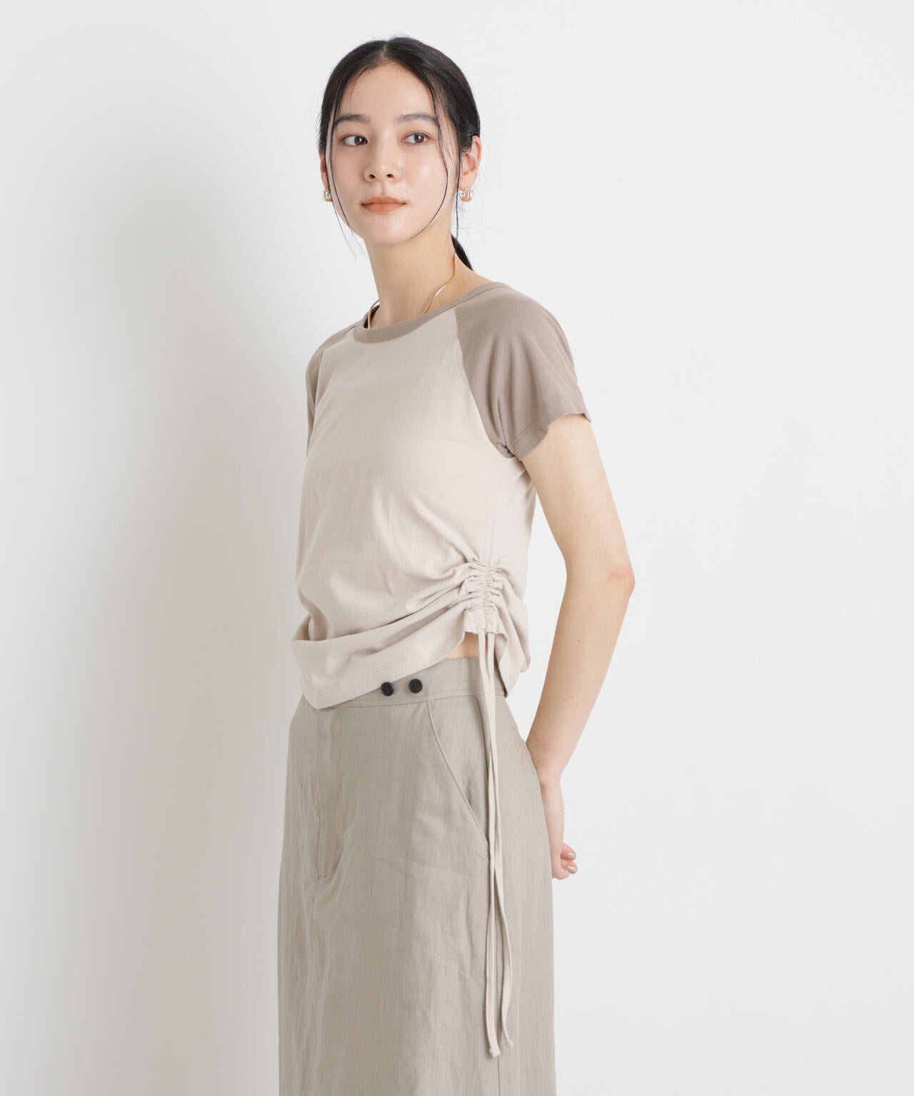 BOOKCLUB/別注 Raglan shirring shirts 6716124029