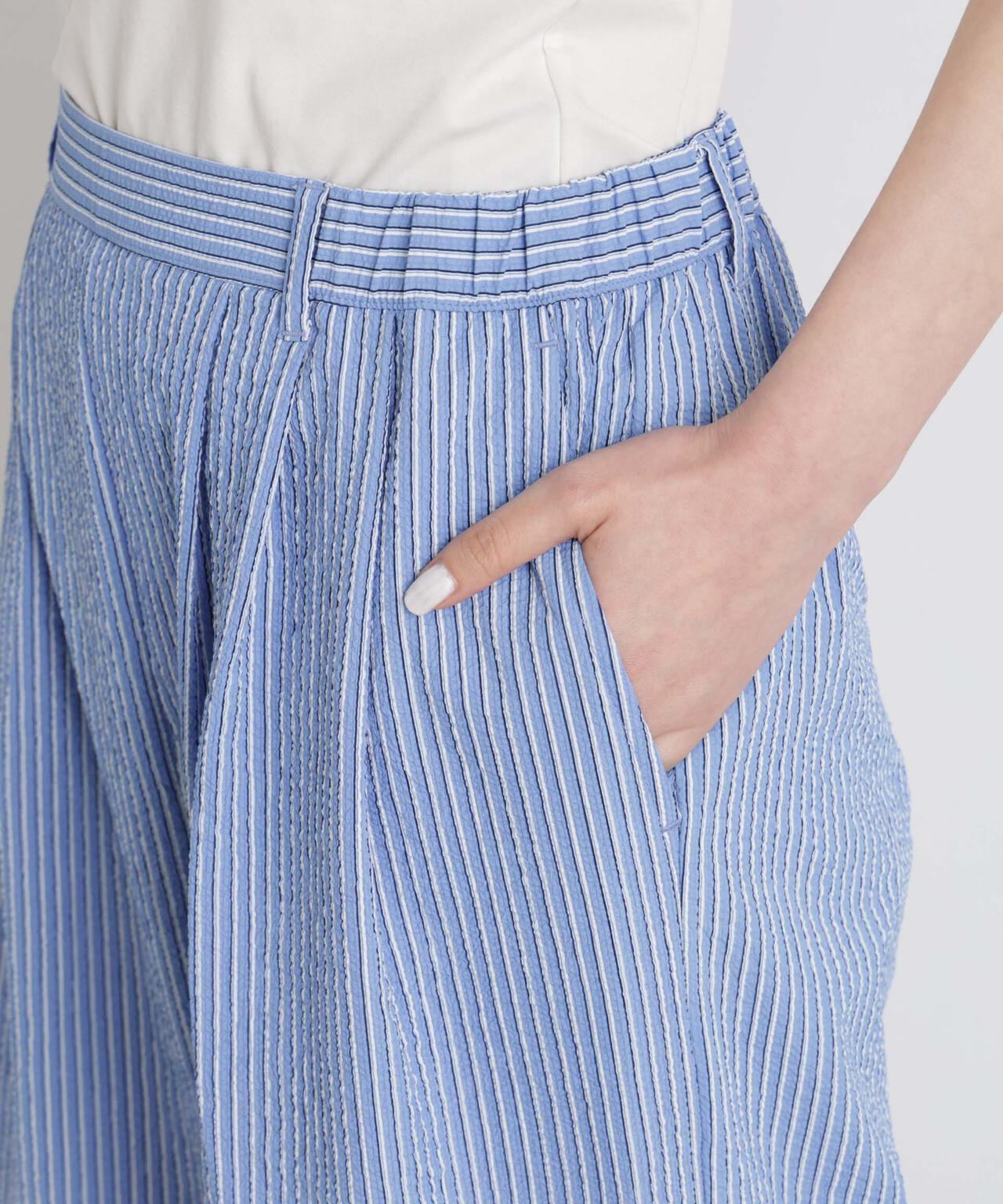 THOUSAND MILE/SEERSUCKER STRIPE WIDE PANTS(セットアップ可) 6716127017