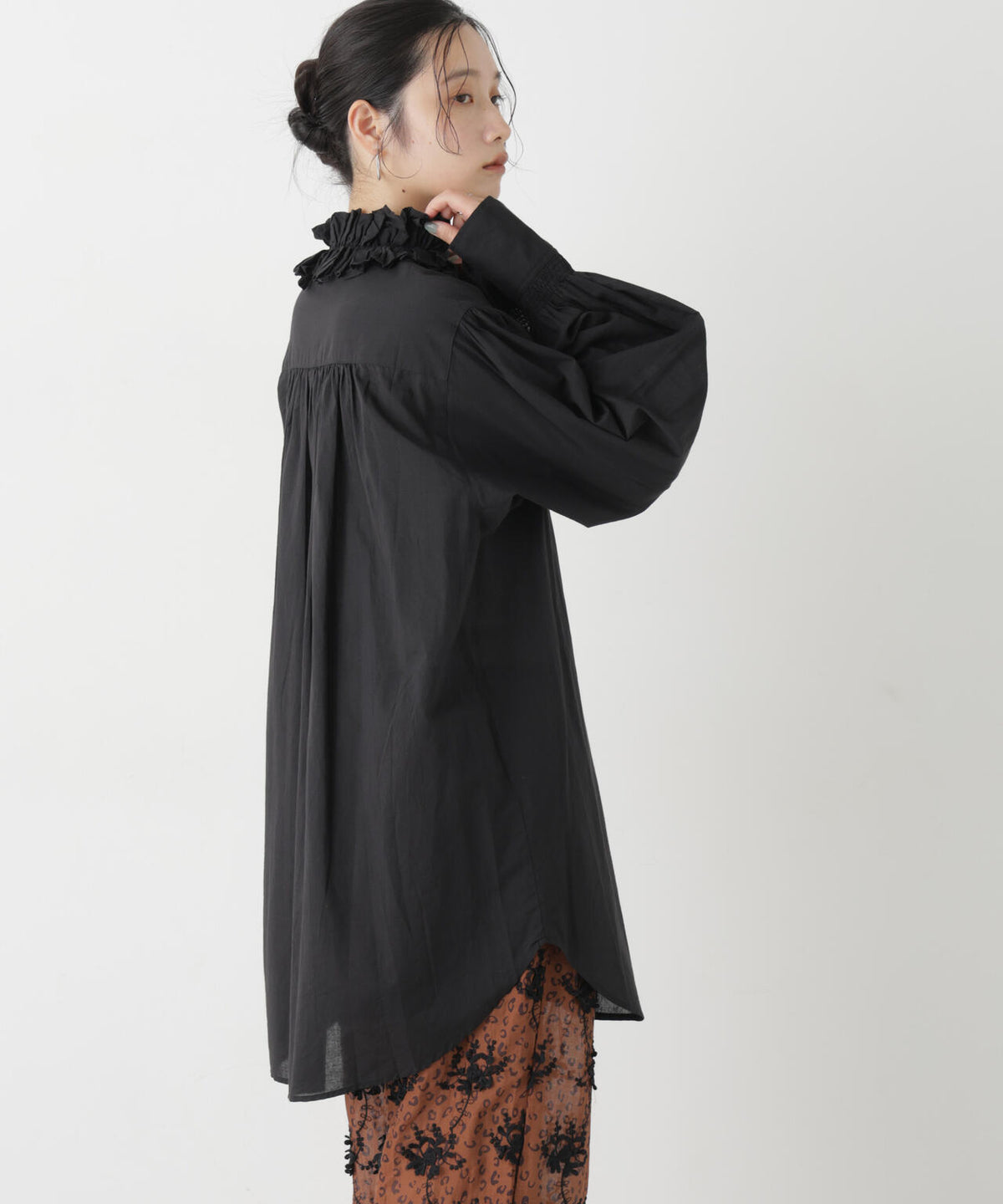 crinkle crinkle crinkle/cotton frill collar shirts 6716220003