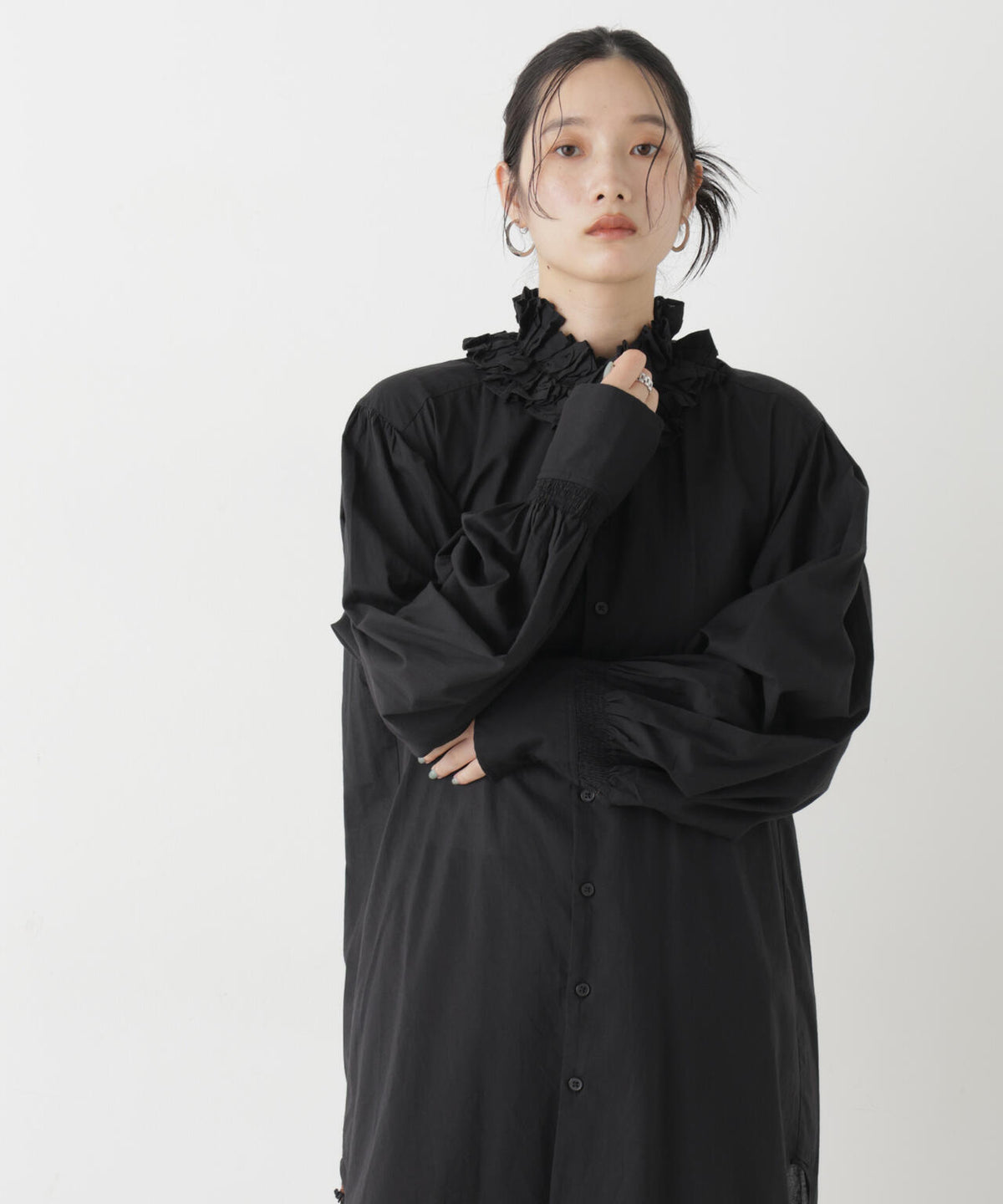 crinkle crinkle crinkle/cotton frill collar shirts 6716220003