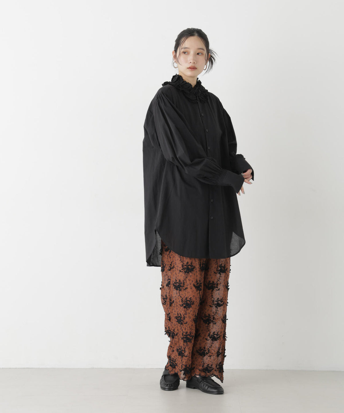 crinkle crinkle crinkle/cotton frill collar shirts 6716220003