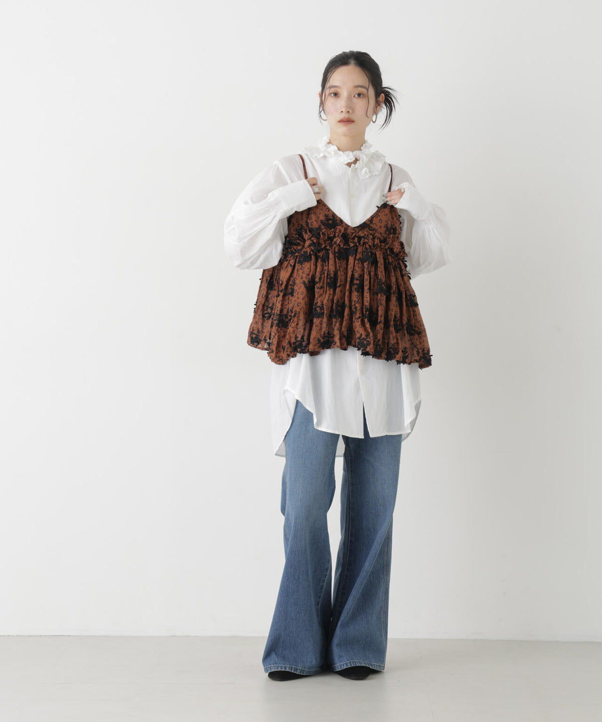 crinkle crinkle crinkle/cotton frill collar shirts 6716220003
