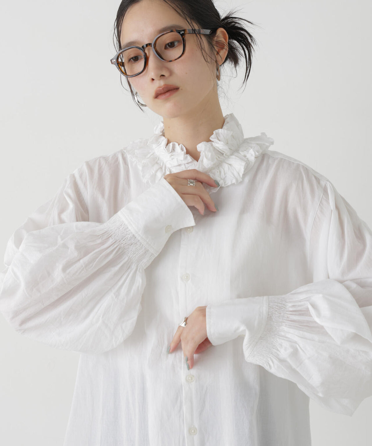 crinkle crinkle crinkle/cotton frill collar shirts 6716220003