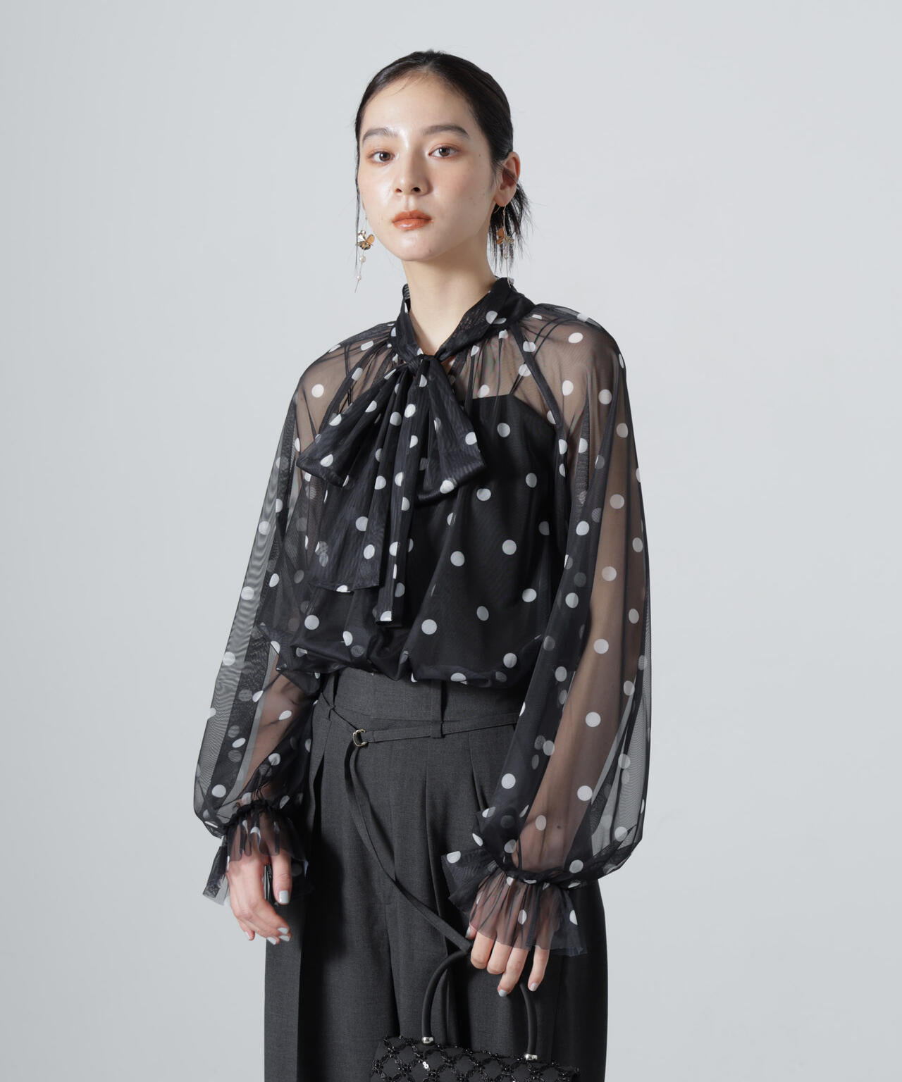 troisiemechaco/DOT×TULLE ブラウス(セットアップ可) 6716220011