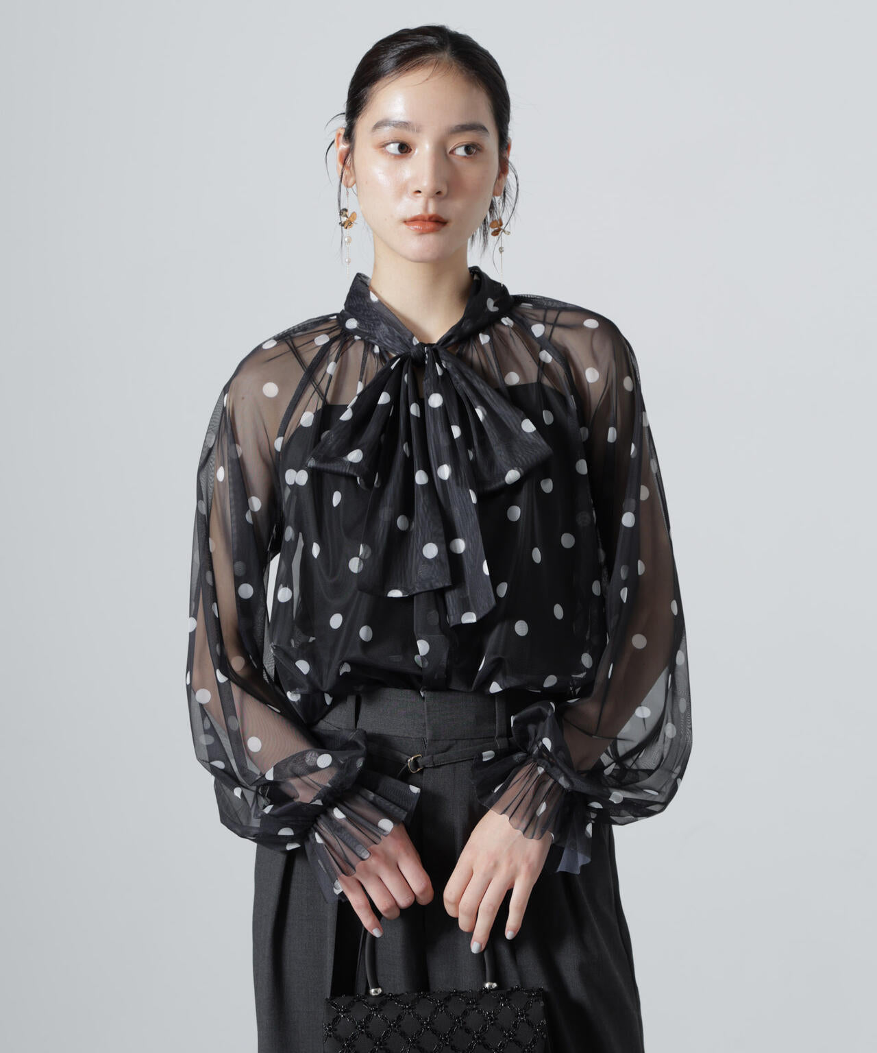troisiemechaco/DOT×TULLE ブラウス(セットアップ可) 6716220011