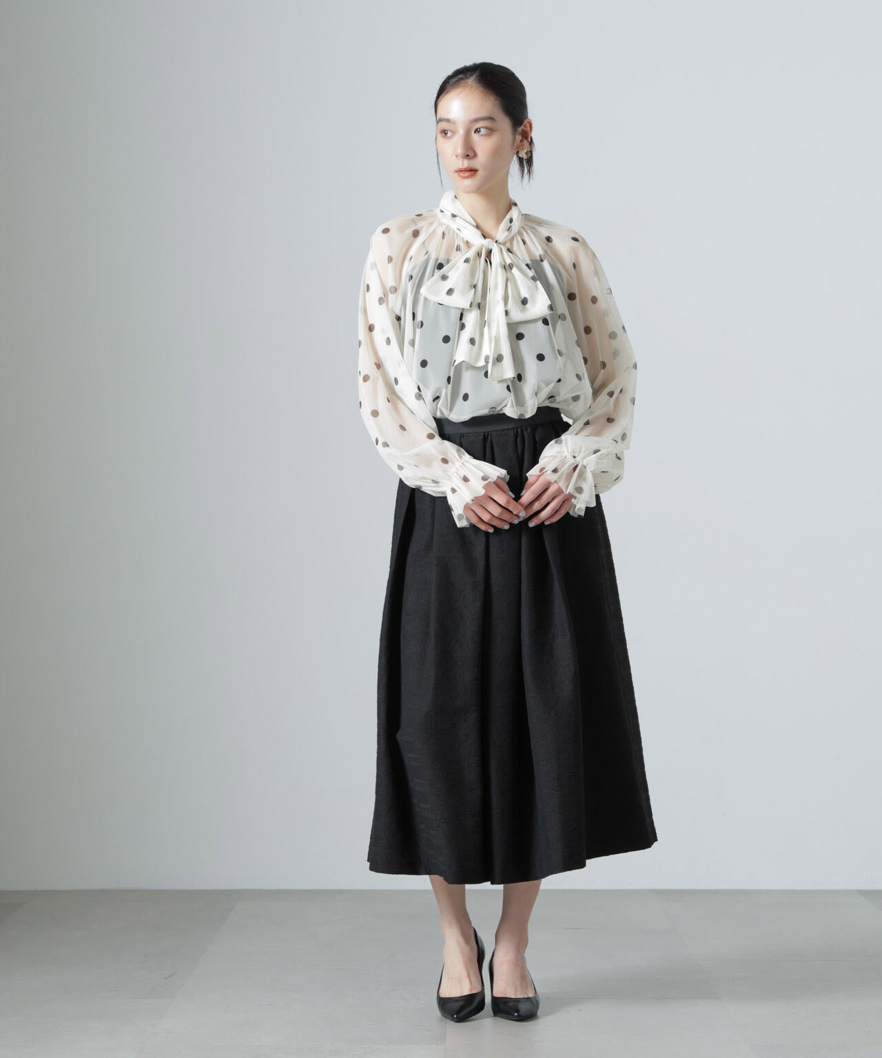 troisiemechaco/DOT×TULLE ブラウス(セットアップ可) 6716220011