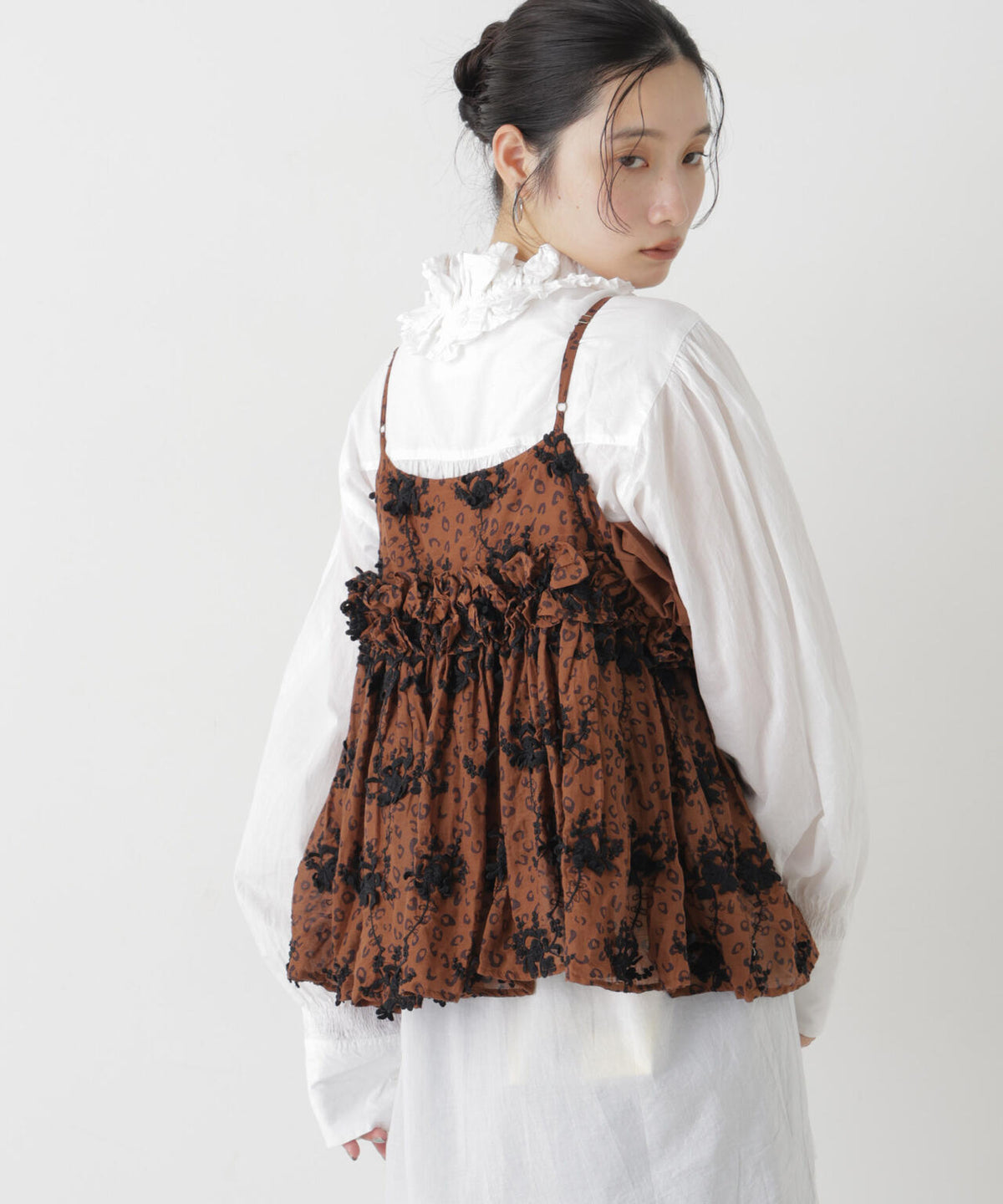 crinkle crinkle crinkle/3D embroidery leopard cami(セットアップ可) 6716221001