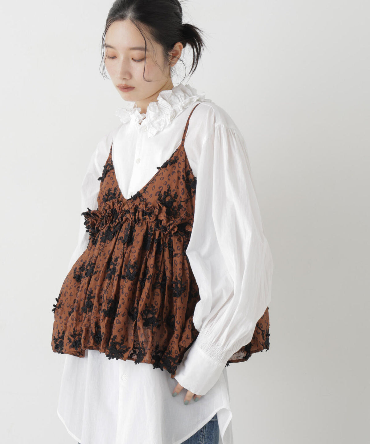crinkle crinkle crinkle/3D embroidery leopard cami(セットアップ可) 6716221001