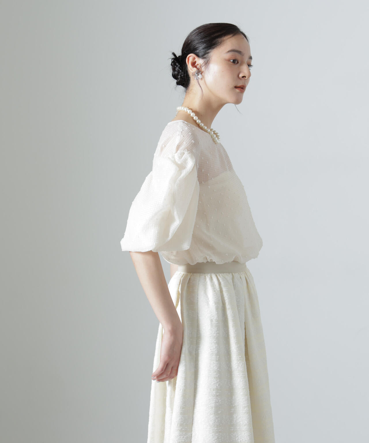 troisiemechaco/SEER PUFFY JAQUARD ブラウス 6716221002