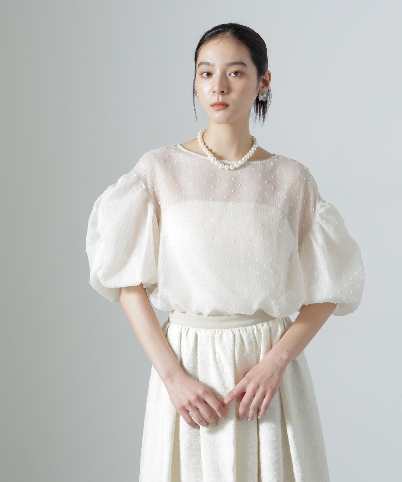 troisiemechaco/SEER PUFFY JAQUARD ブラウス 6716221002