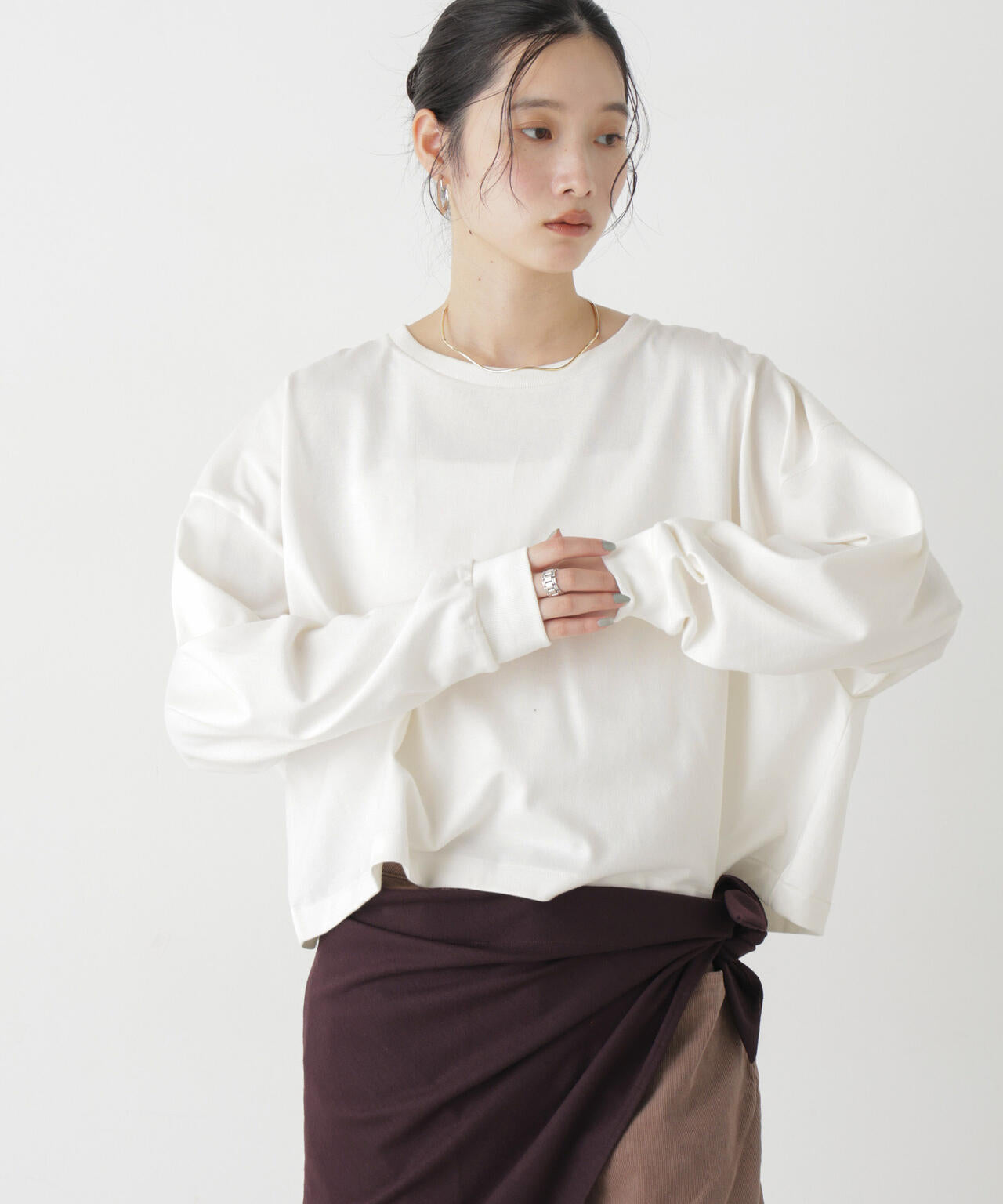 Hanes/1P SHIRO for HER クロップドワイドT