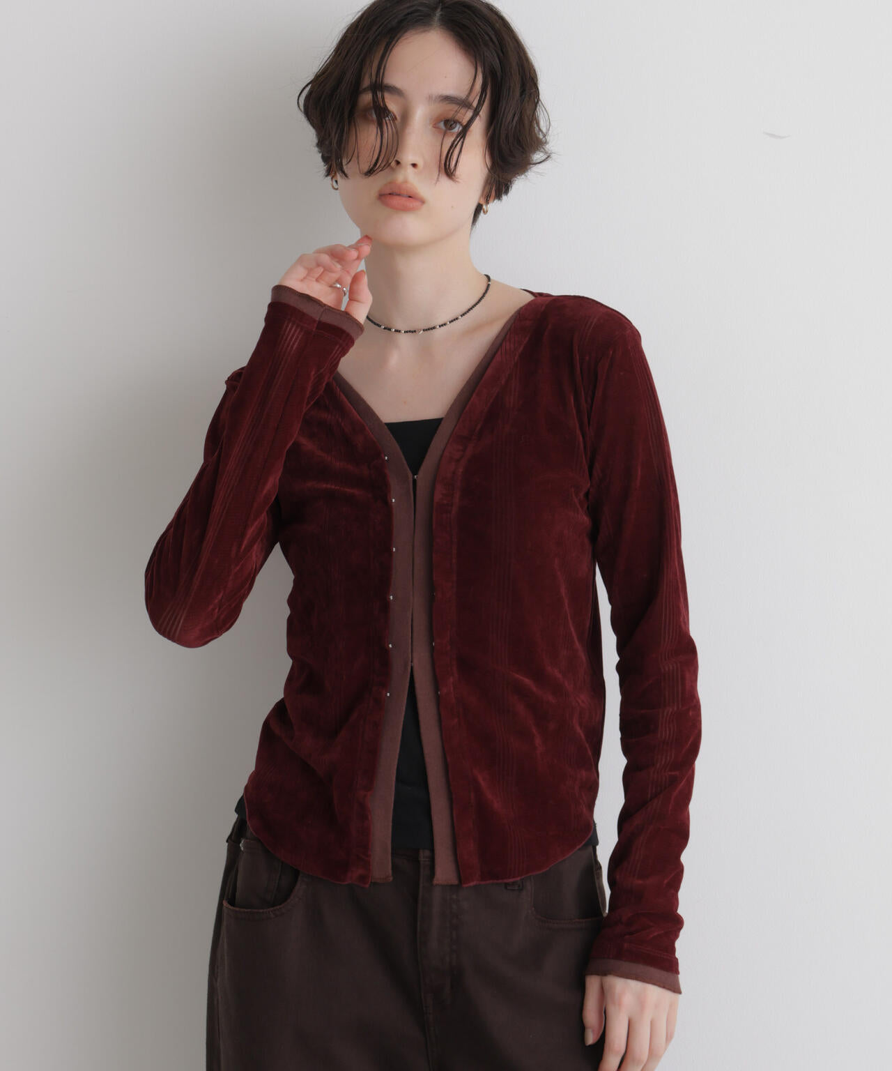 Robert P. Miller/別注 フロッキーメッシュカーデ 6716223012