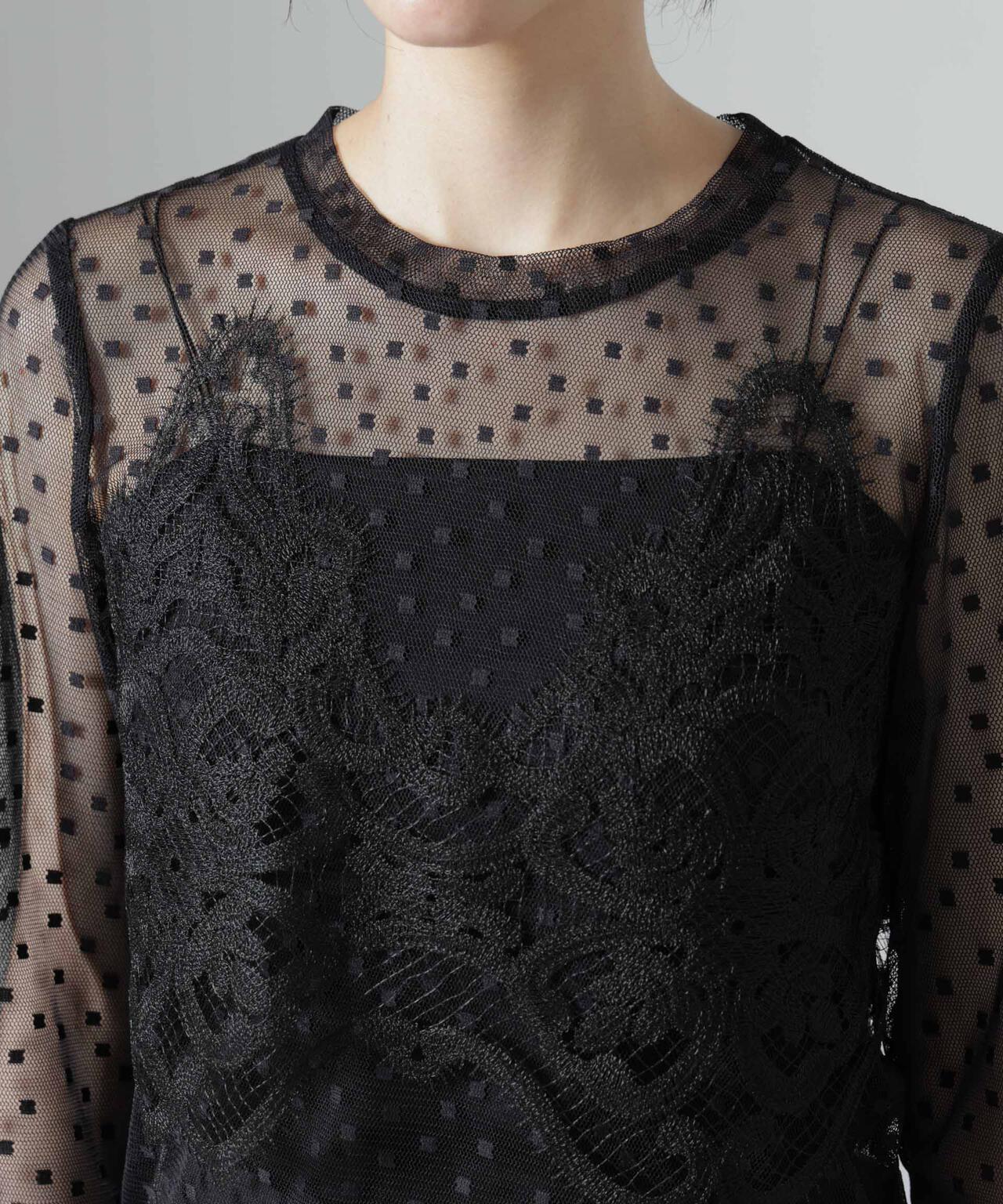 troisiemechaco/DOT×TULLE LACE トップス 6716223038