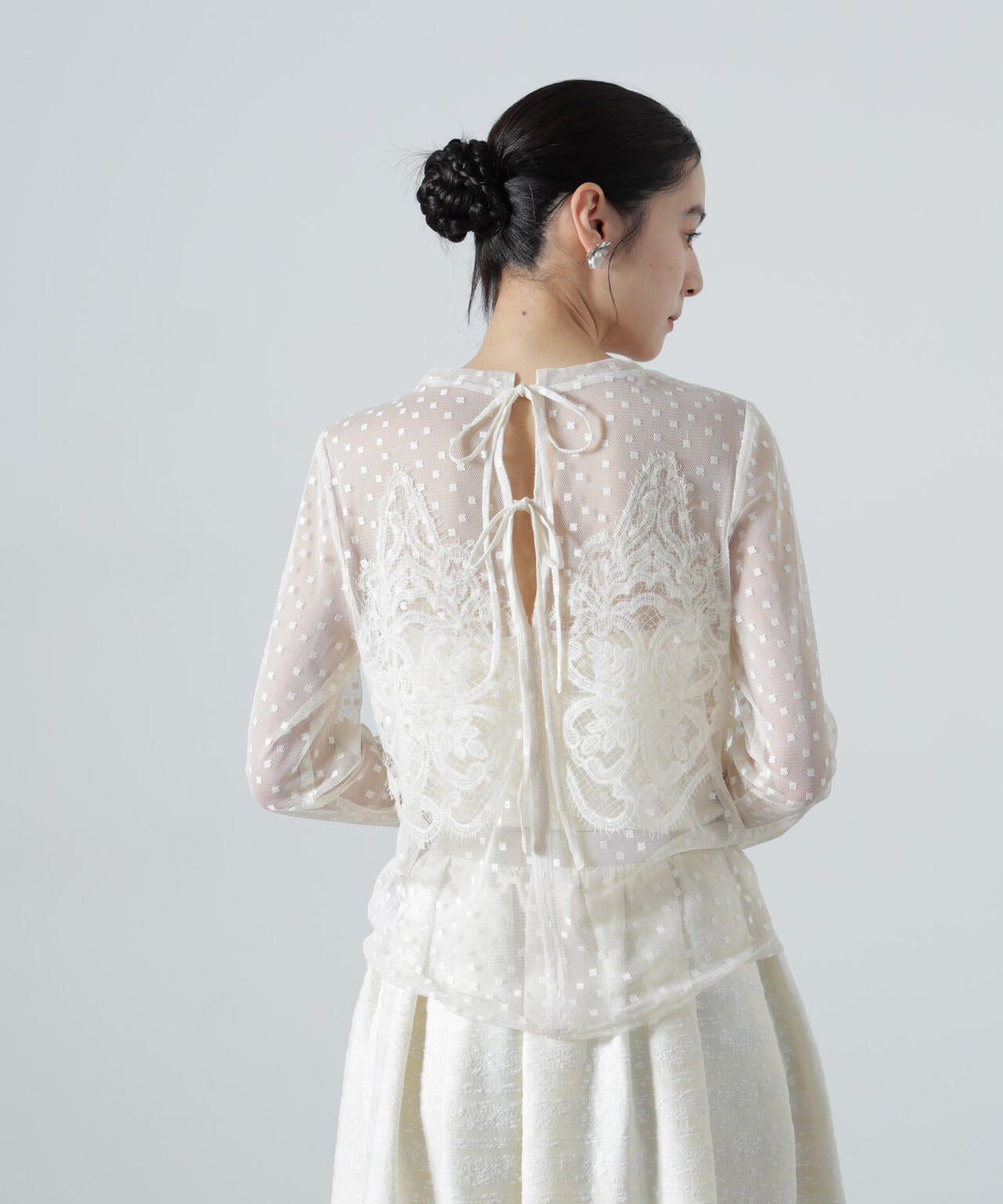 troisiemechaco/DOT×TULLE LACE トップス 6716223038