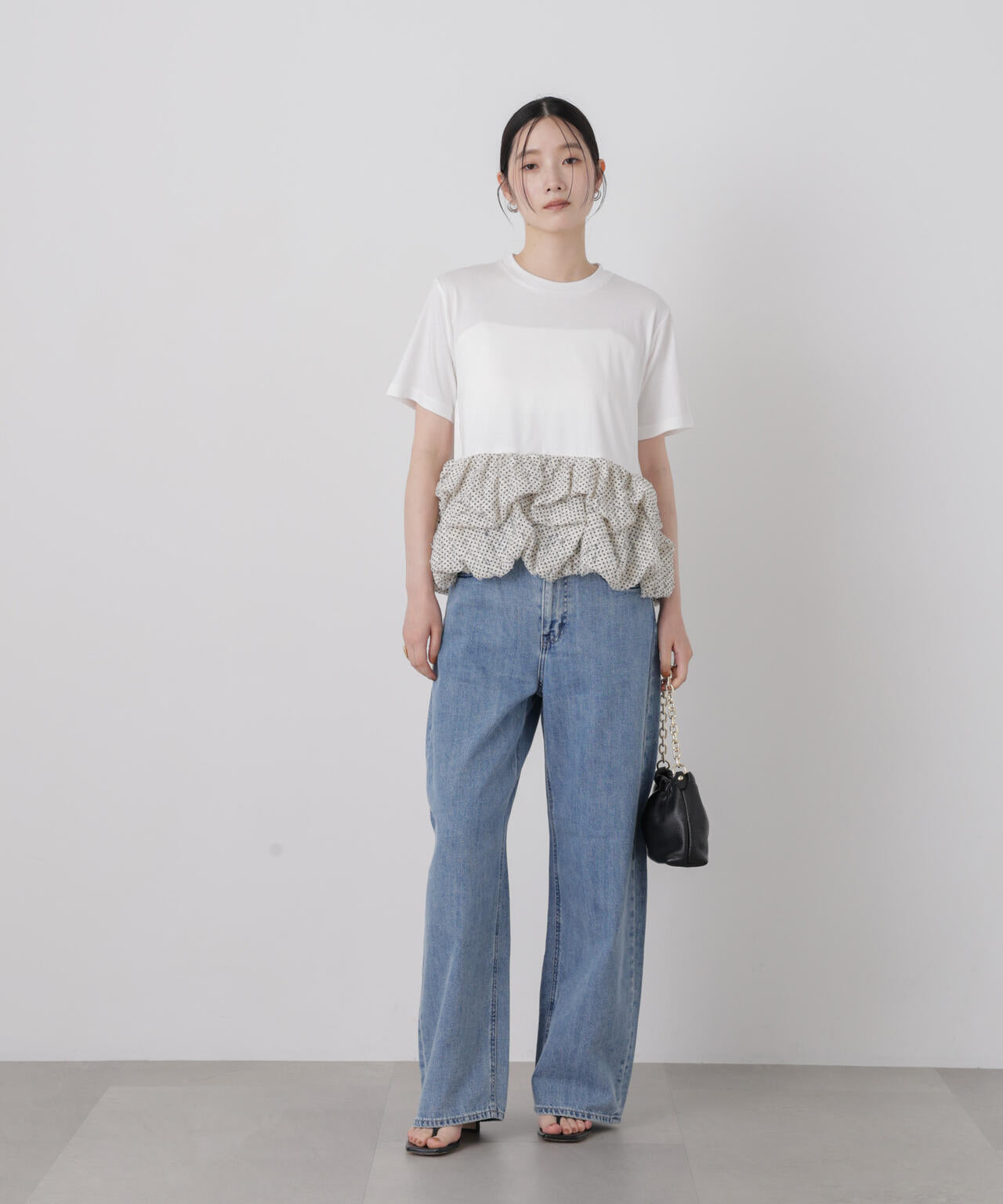 troisiemechaco/DOT TULLE LACE×JERSEY トップス 6716224007