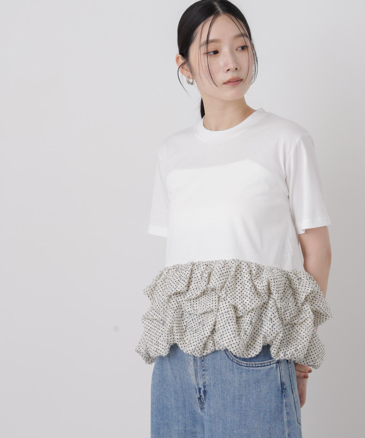 troisiemechaco/DOT TULLE LACE×JERSEY トップス 6716224007