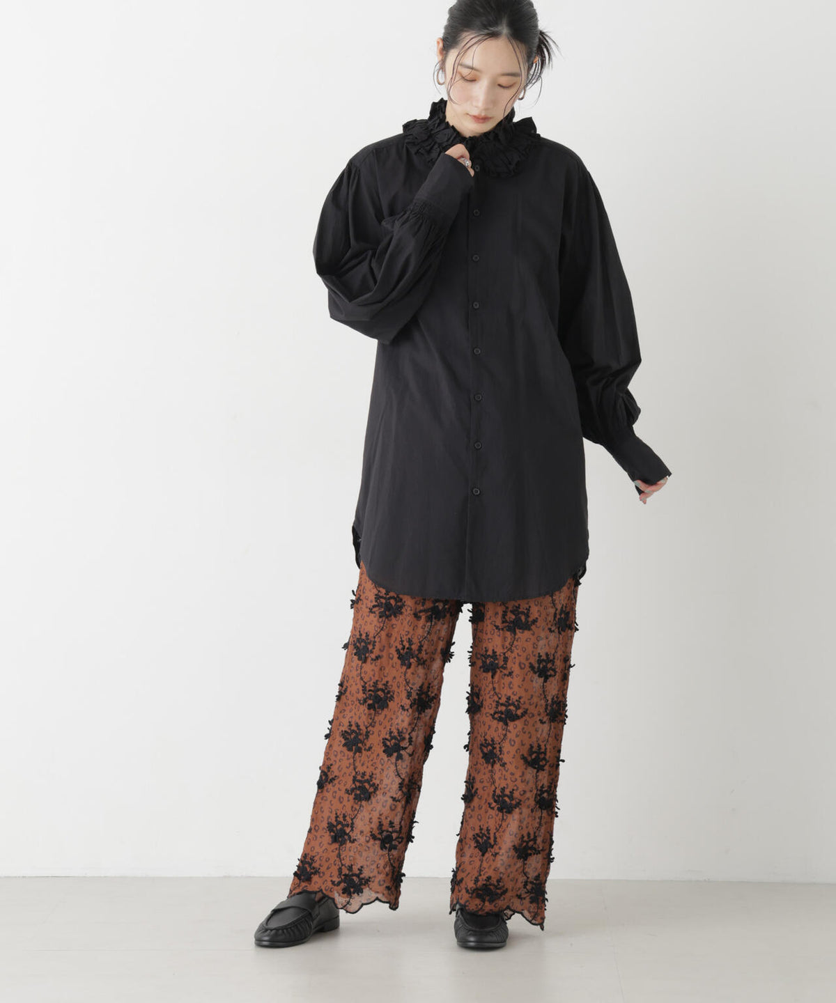 crinkle crinkle crinkle/3D embroidery leopard pants(セットアップ可) 6716227006