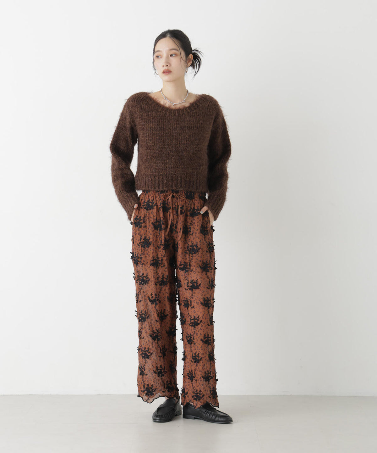 crinkle crinkle crinkle/3D embroidery leopard pants(セットアップ可) 6716227006