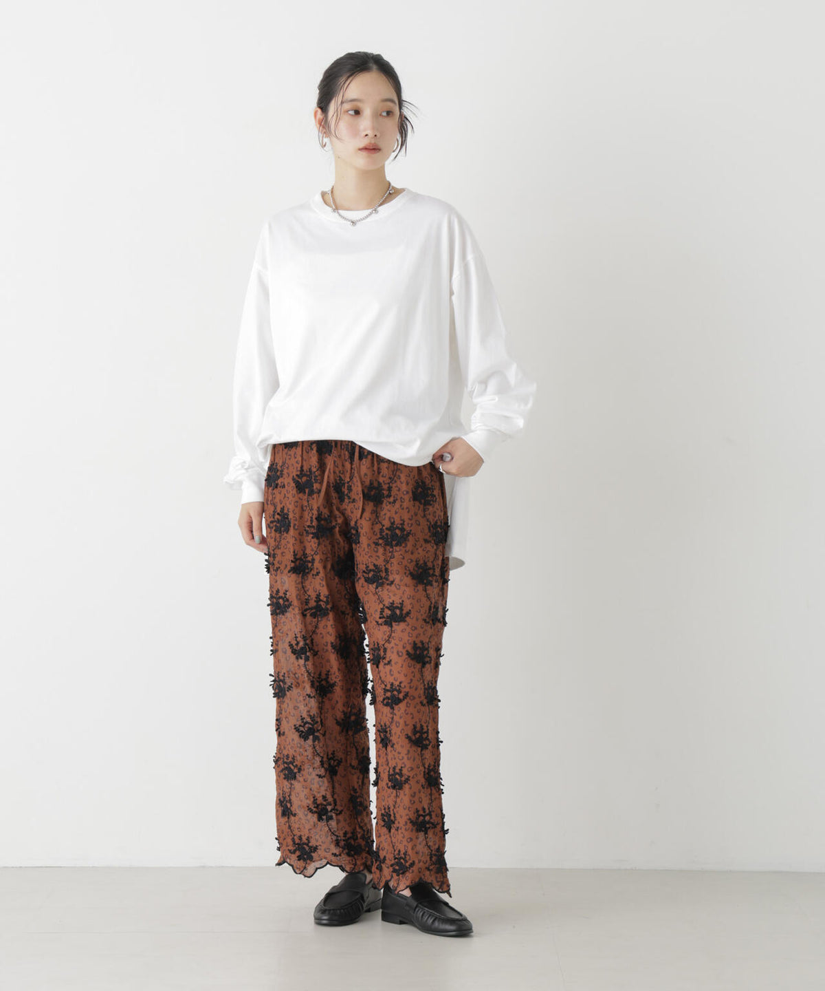 crinkle crinkle crinkle/3D embroidery leopard pants(セットアップ可) 6716227006