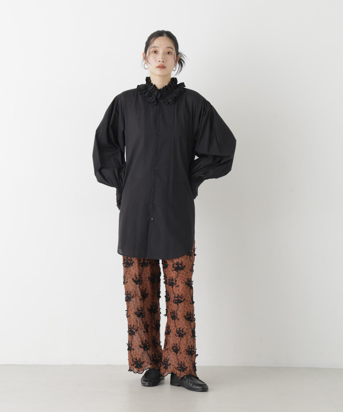 crinkle crinkle crinkle/3D embroidery leopard pants(セットアップ可) 6716227006
