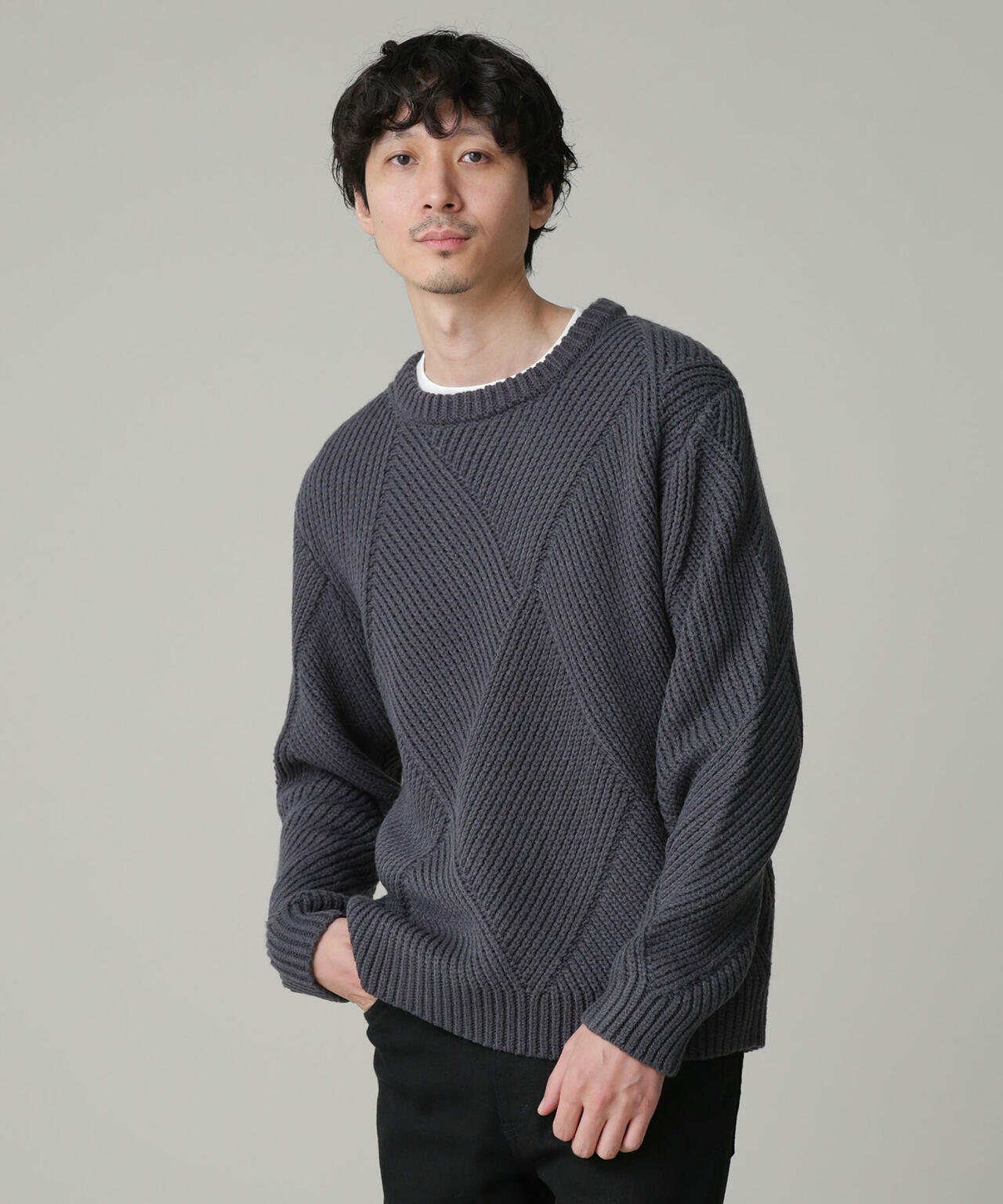 LB.04/ビッグダイヤ柄ジャガードニット 6723122204