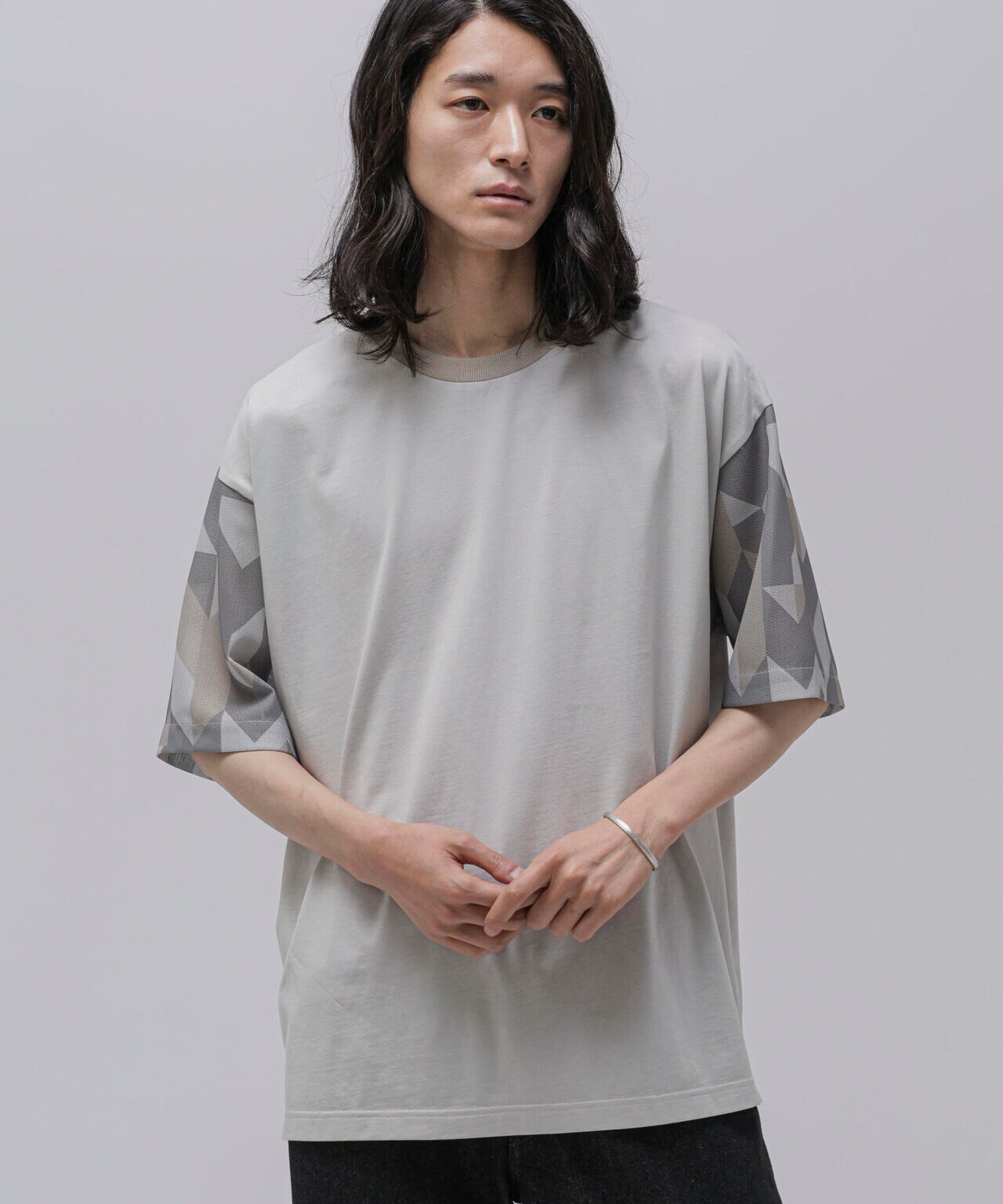 LB.04/幾何学切り替えTシャツ 6723124243