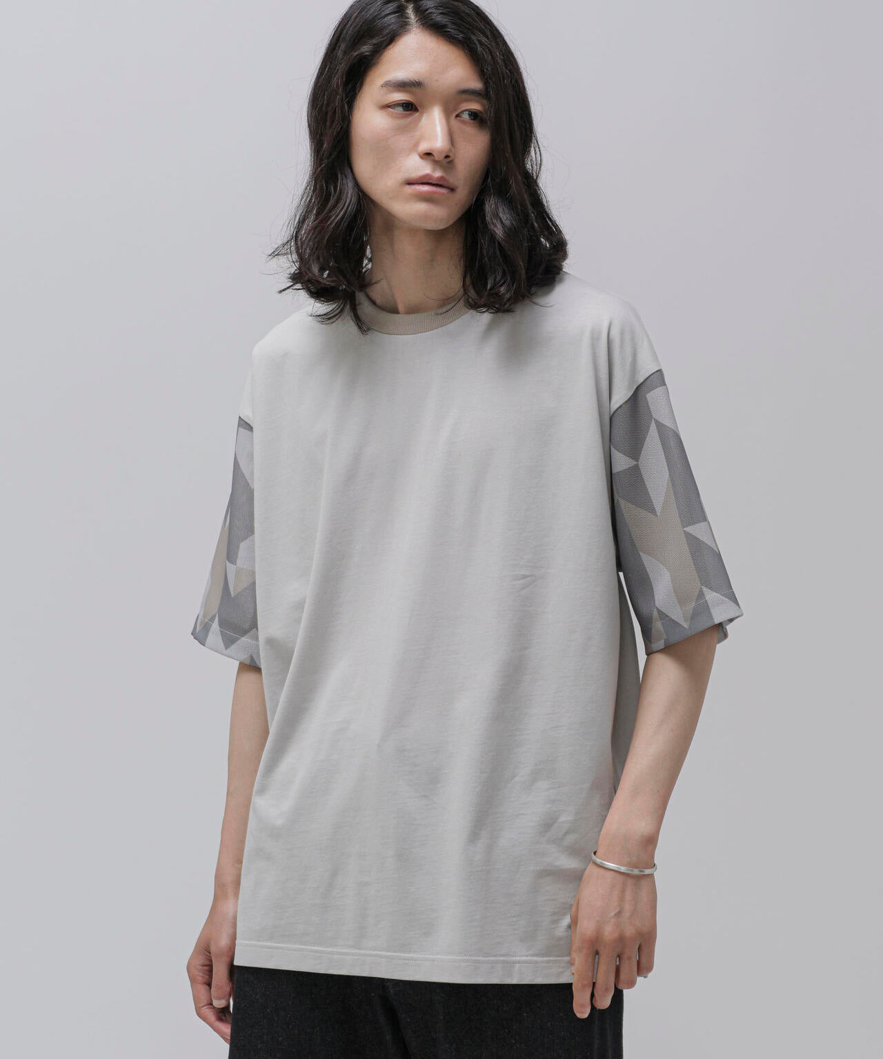 LB.04/幾何学切り替えTシャツ 6723124243