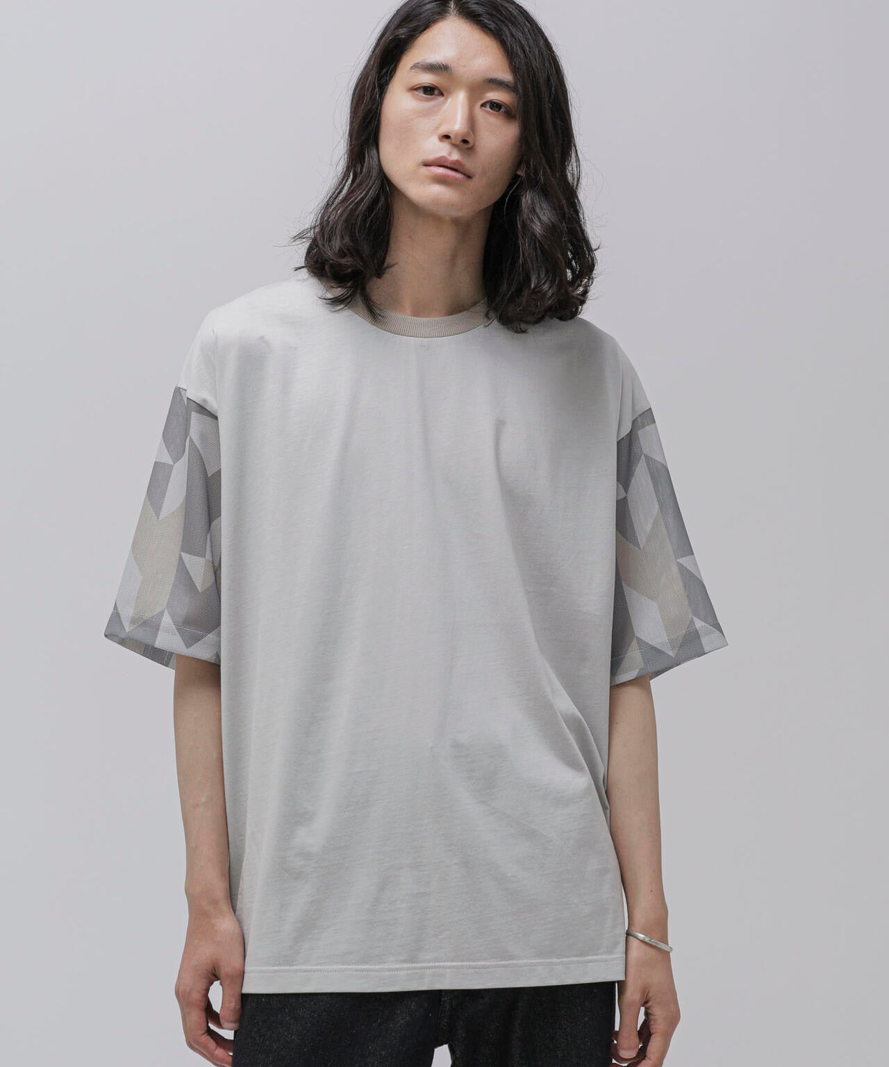 LB.04/幾何学切り替えTシャツ 6723124243