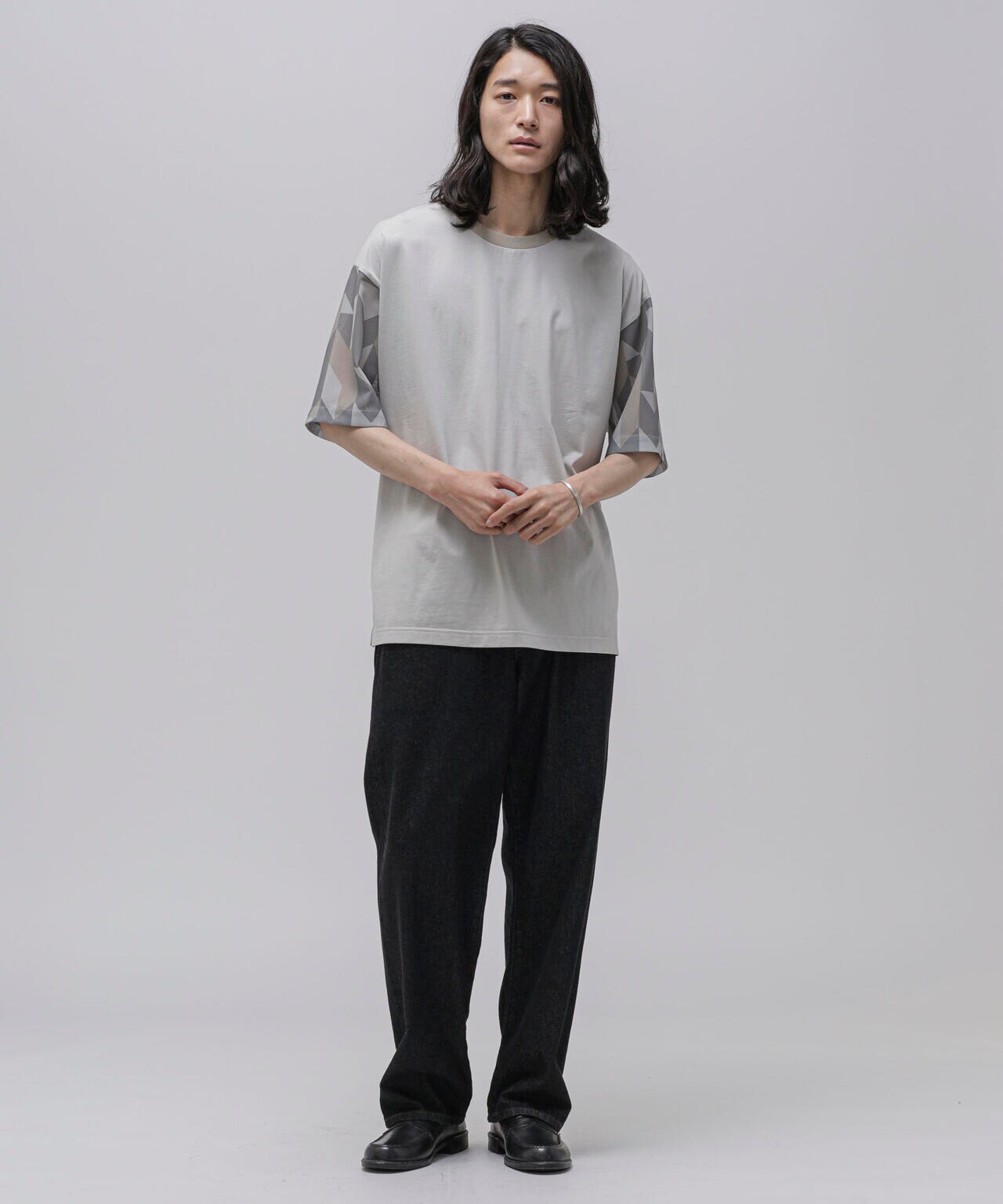 LB.04/幾何学切り替えTシャツ 6723124243