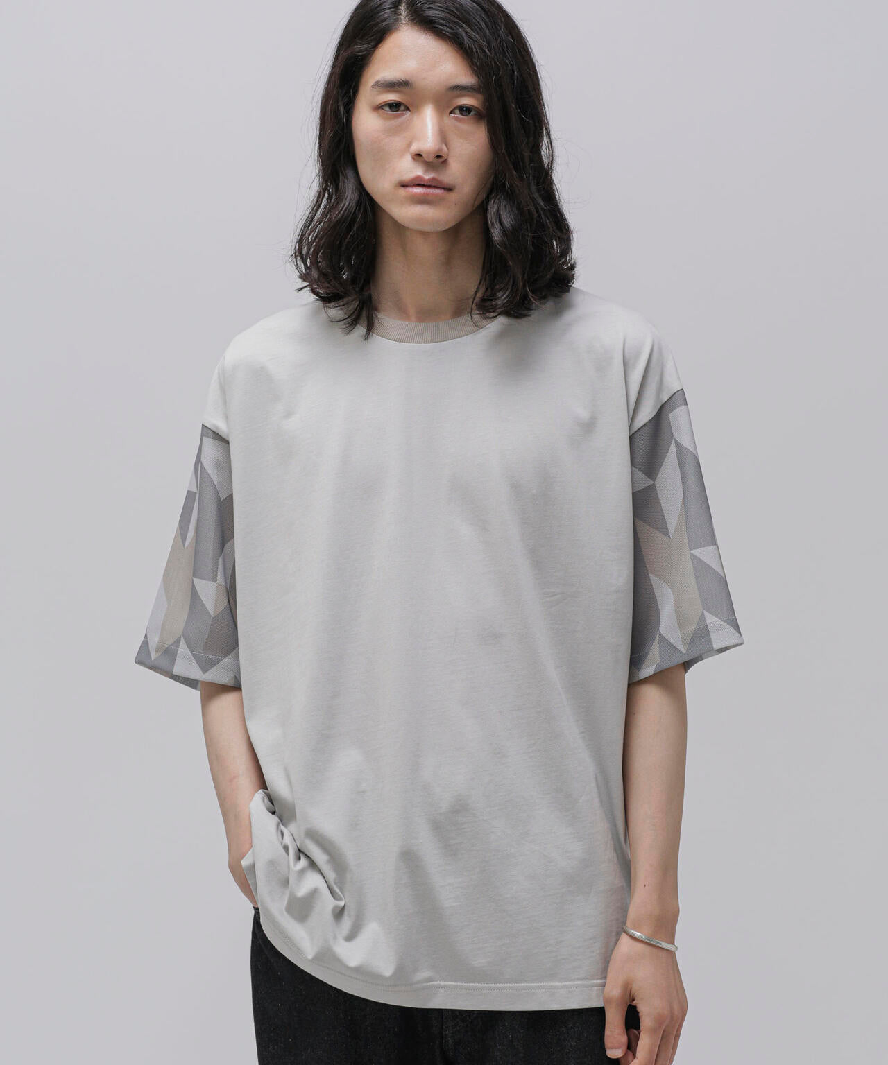 LB.04/幾何学切り替えTシャツ 6723124243